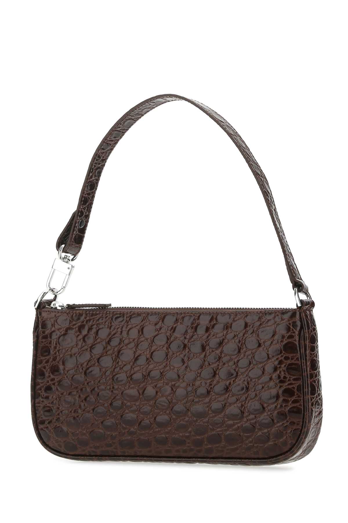 By Far Chocolate Leather Shoulder Bag In Seq
