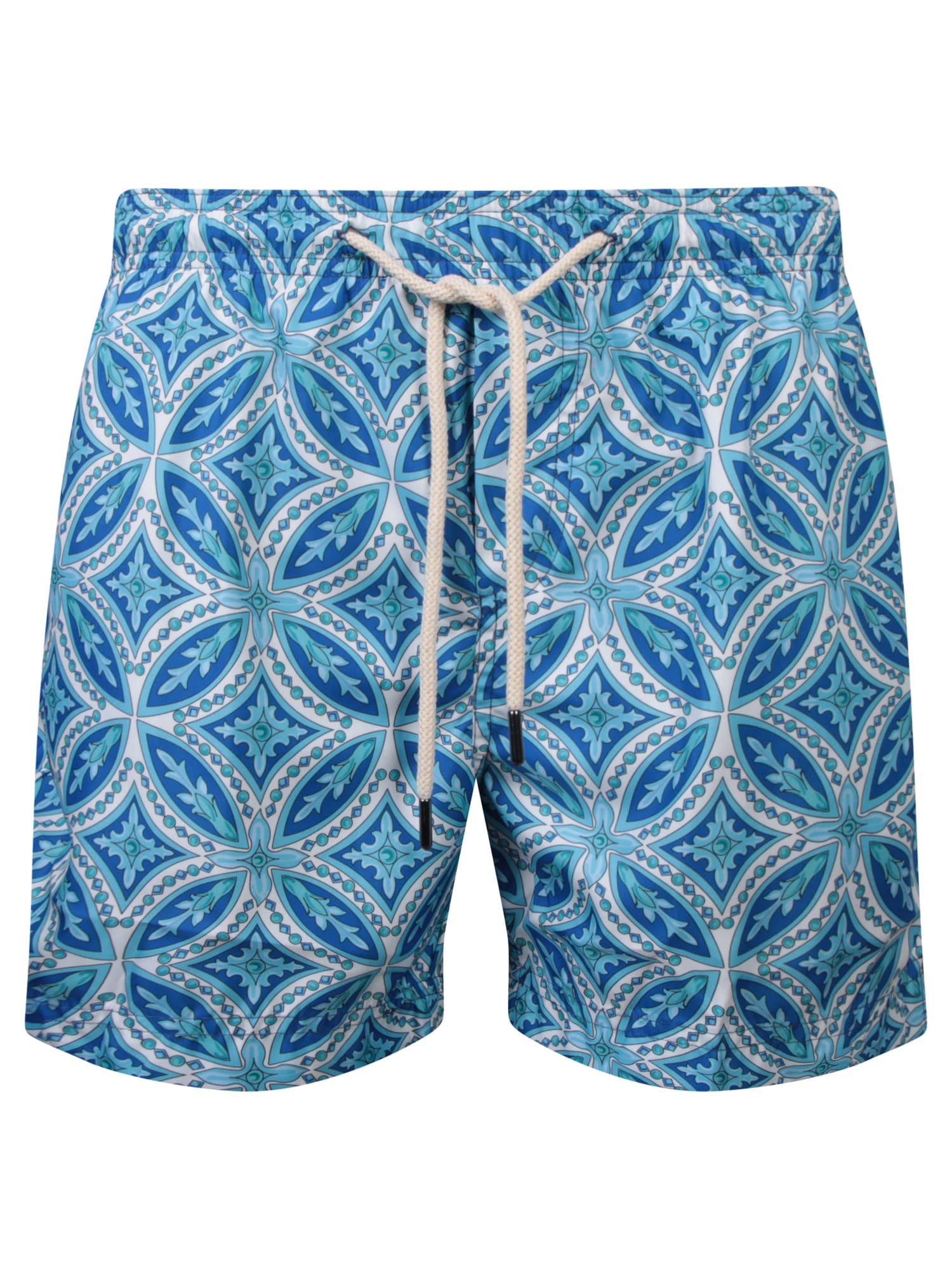Shop Peninsula Swimwear Patterned Swim Shorts In Sky Blue/blue/white By Peninsula