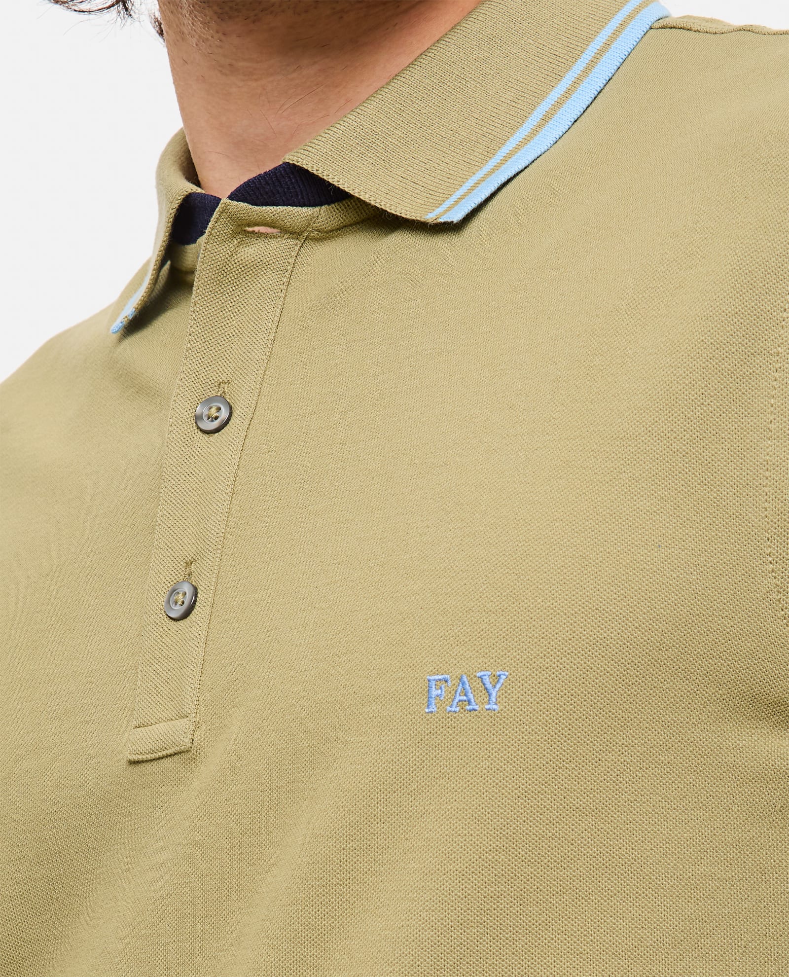 Shop Fay Stripes Db Collar Polo In Green