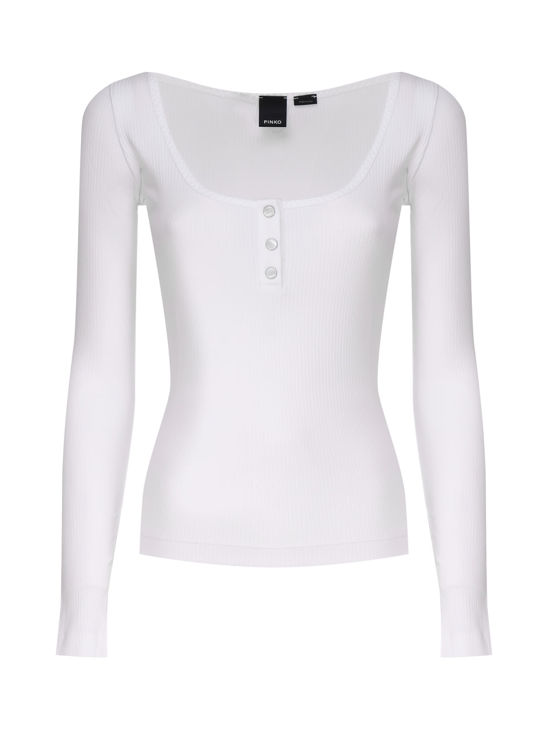 Shop Pinko Cotton Blend Sweater With Wide Neckline In White