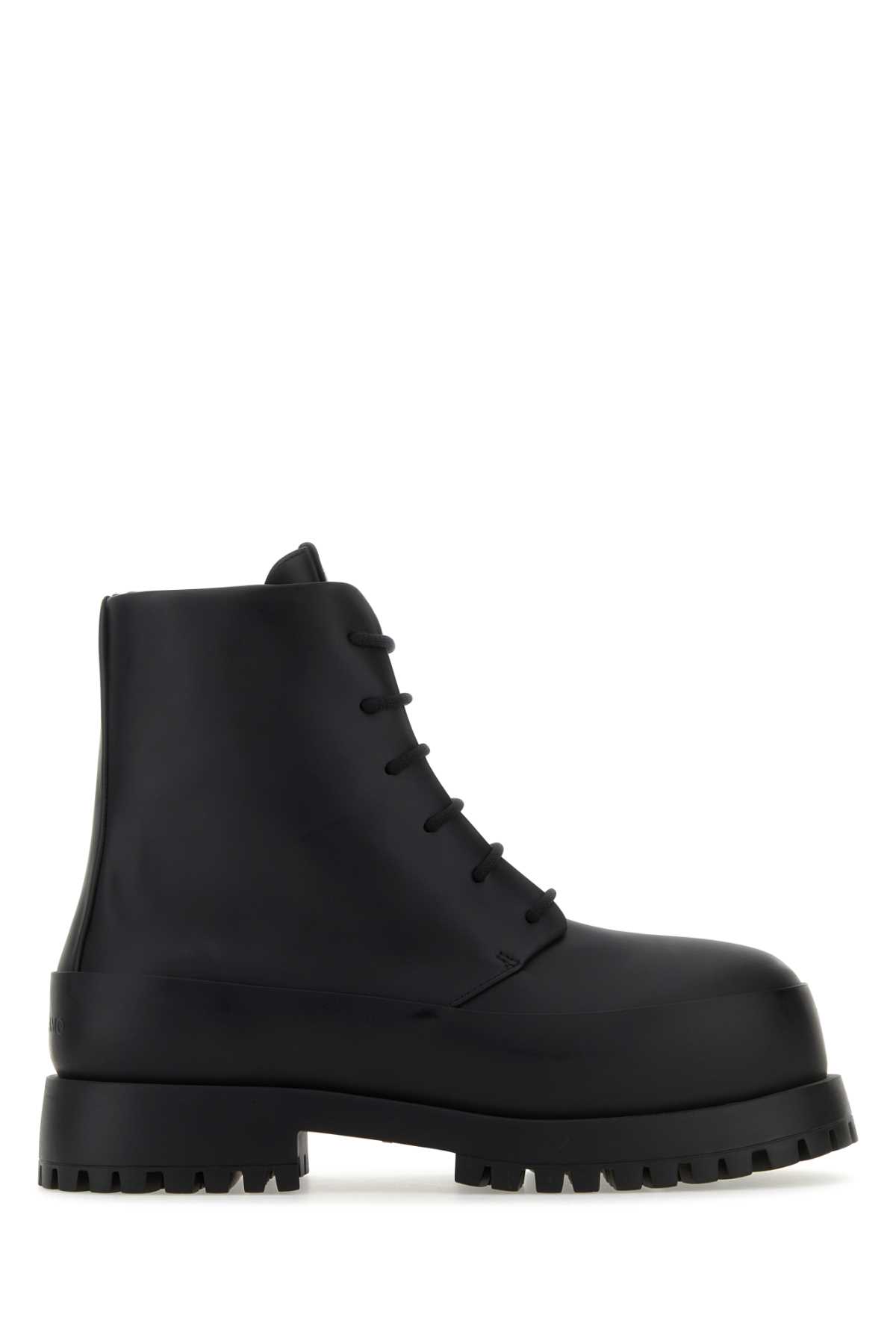 Black Leather Fede Ankle Boots