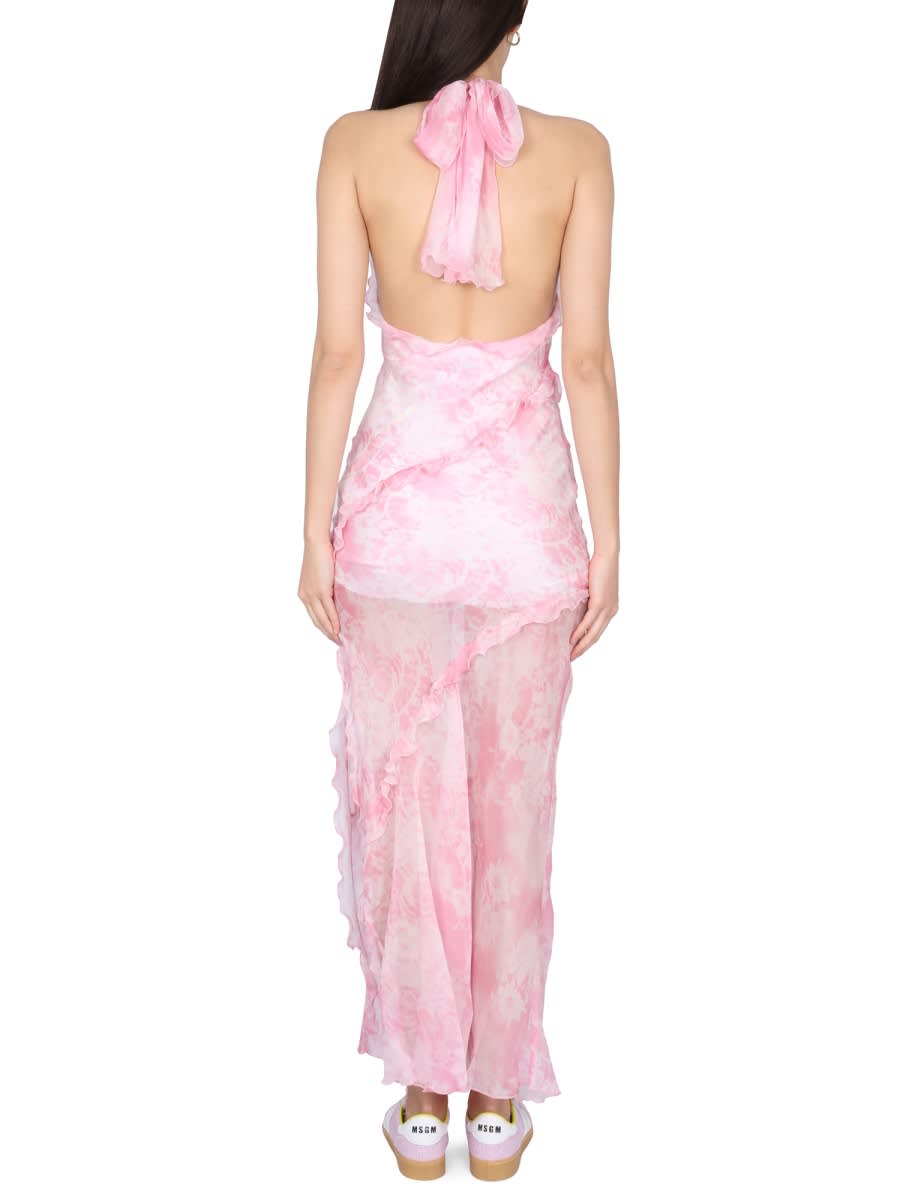 Msgm Sheer Ruffle-detail Maxi Dress In Pink