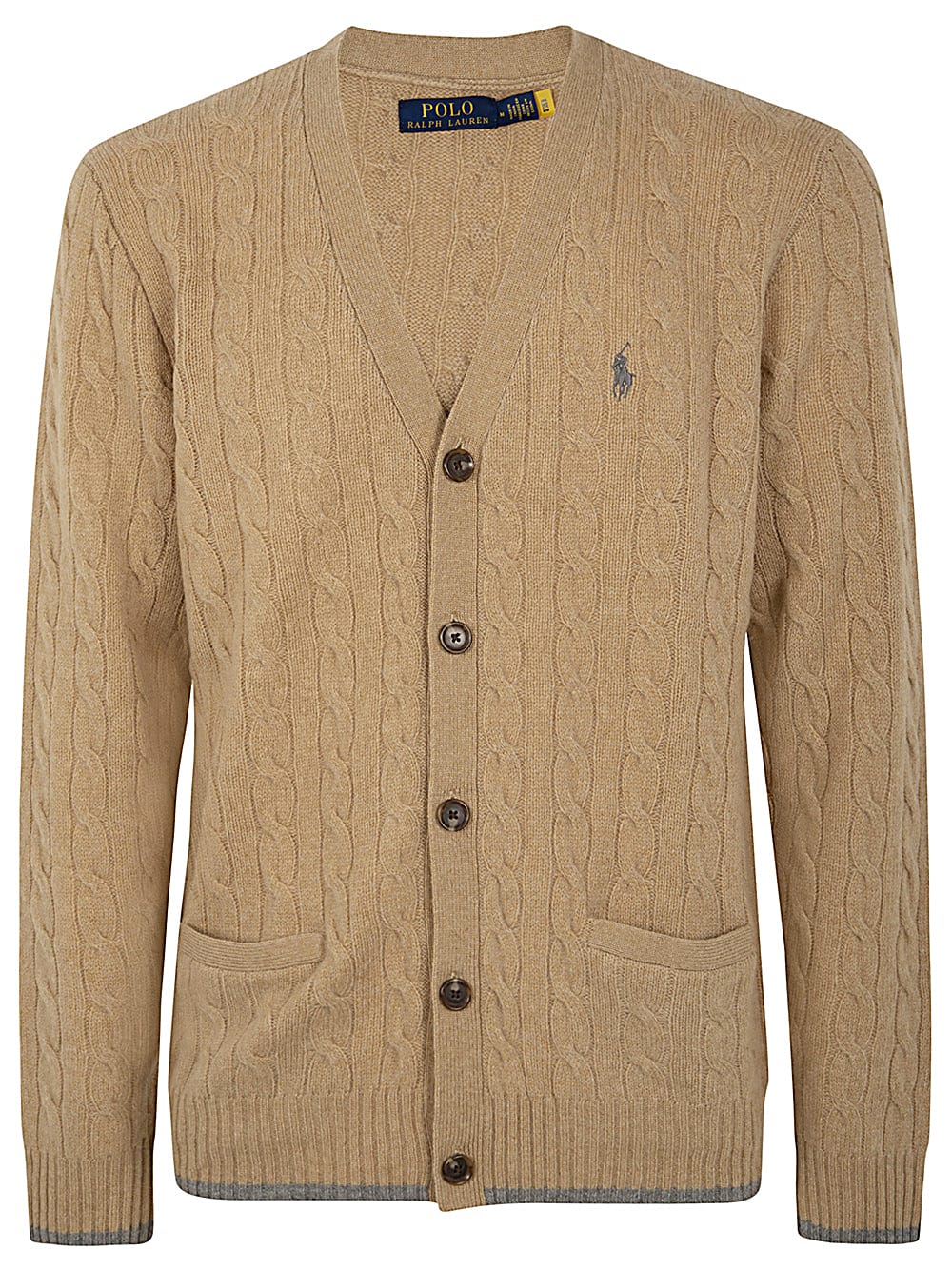 Shop Polo Ralph Lauren Cardigan Wool Cashmere Hunter In Camel Melange