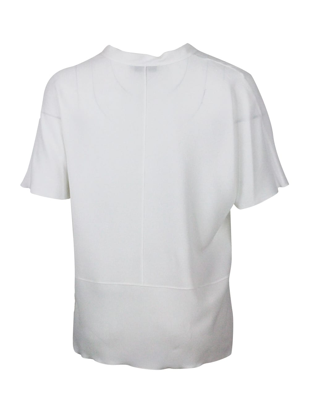Shop Antonelli Short-sleeved, Oversized V-neck Shirt In Silk Blend In White