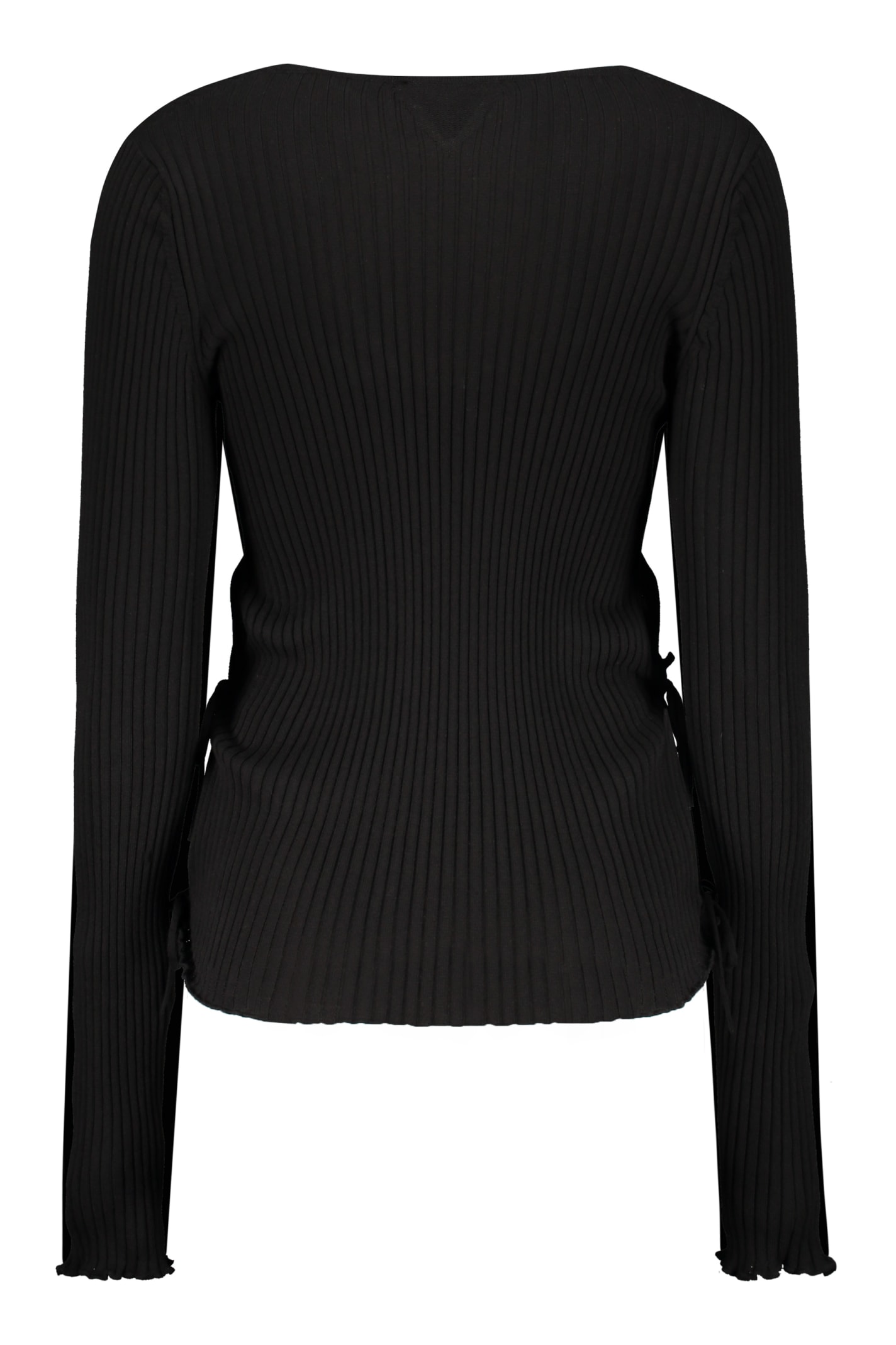 Bottega Veneta Cotton V-neck Sweater In Black