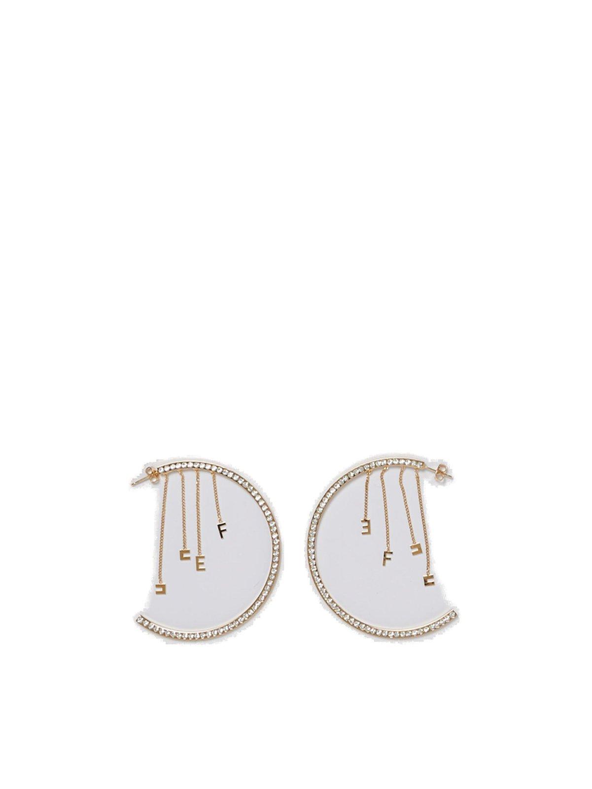 Shop Elisabetta Franchi Embellished Hoop Earrings