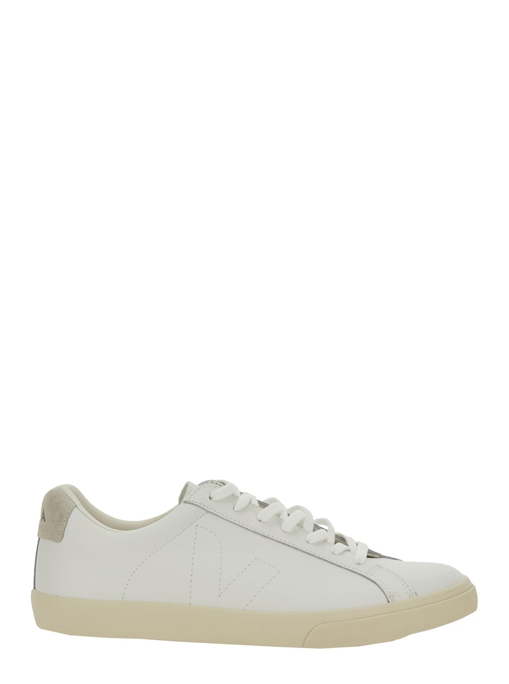 esplar White Sneakers With Logo On The Tongue In Leather Woman