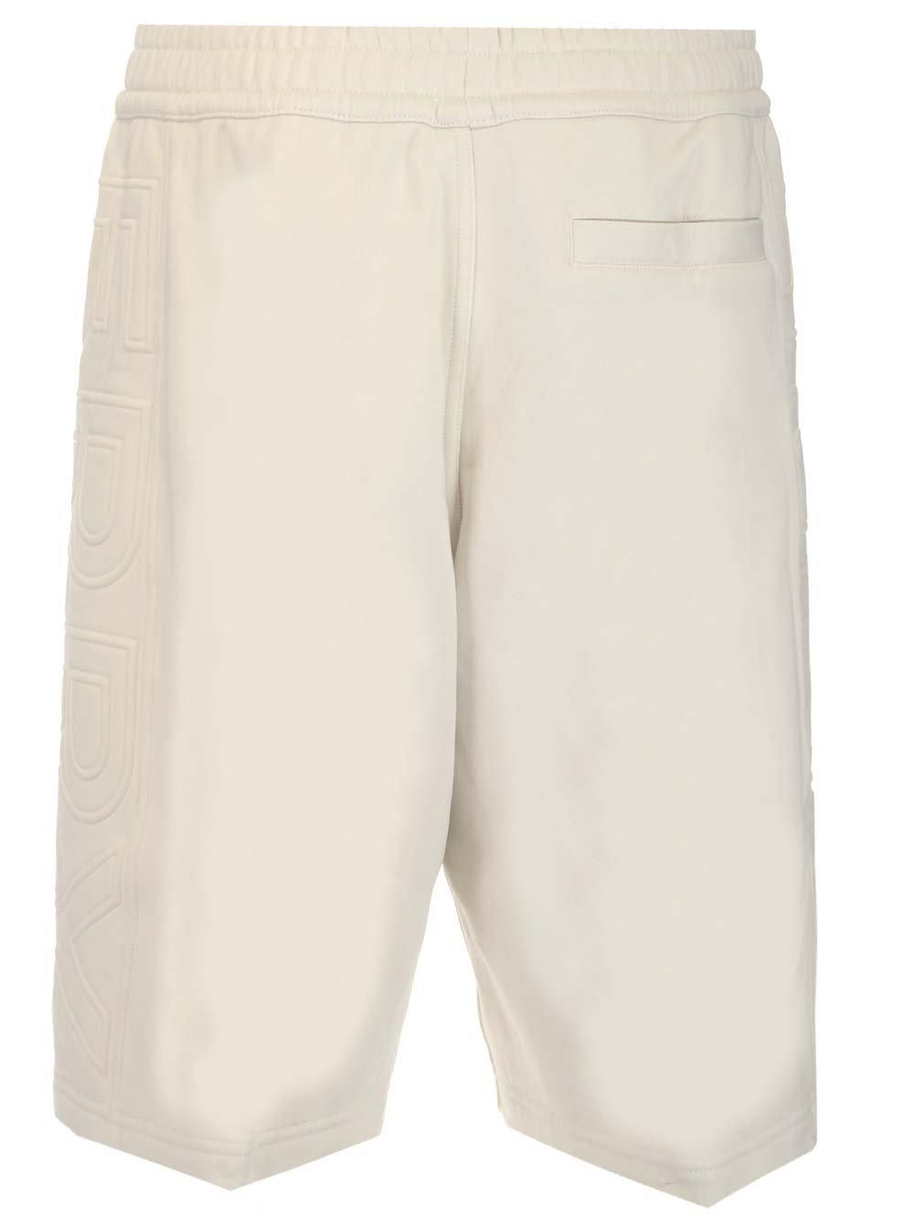 Shop Burberry Logo Print Drawstring Shorts In Ivory