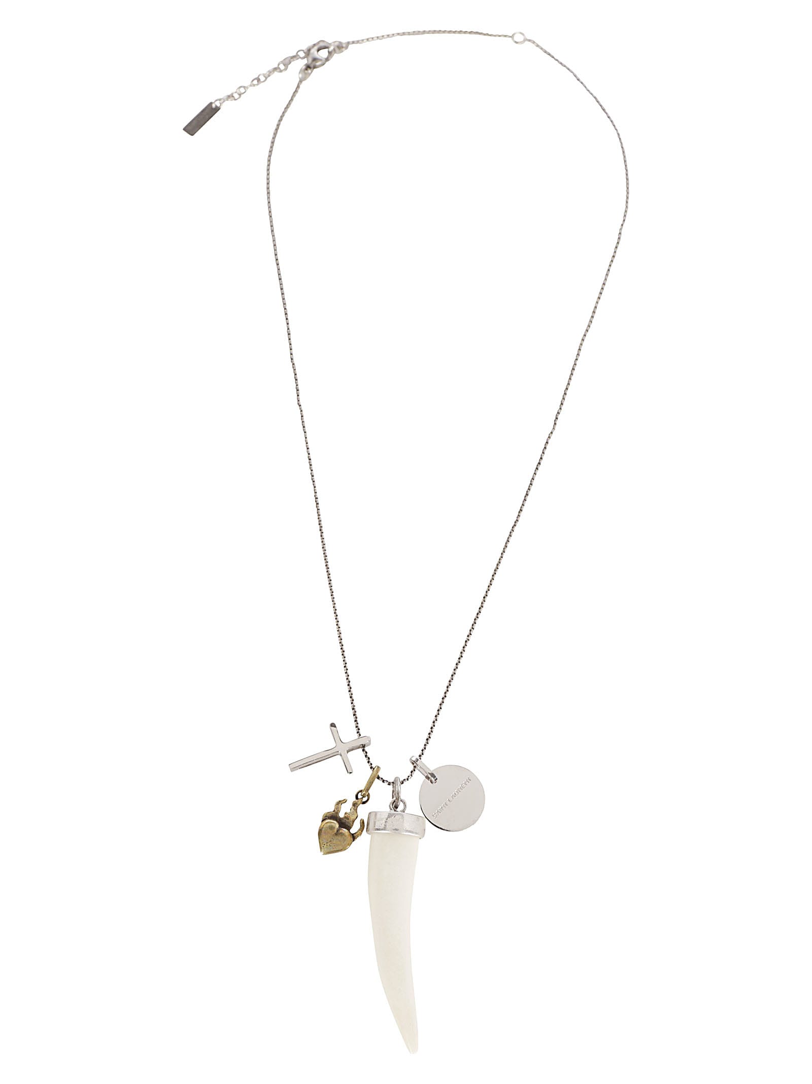 Saint Laurent Necklace In Arg Ox/gld Off/ivory