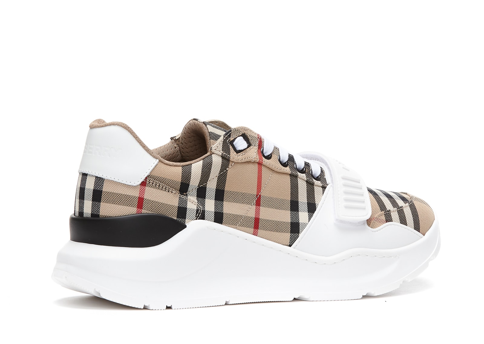 Shop Burberry Vintage Check Motif Sneakers In Beige