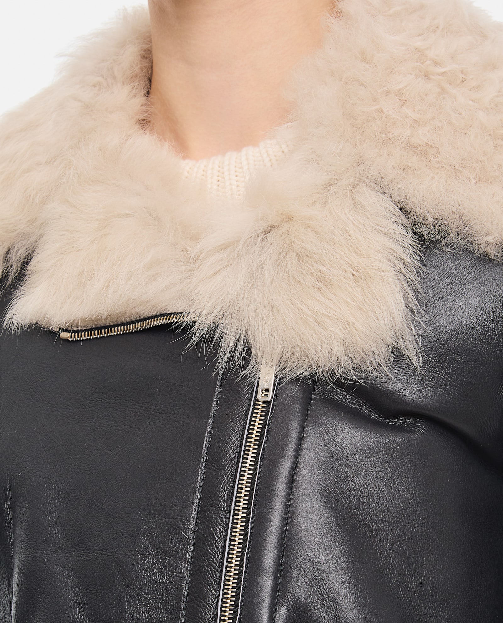 Shop Durazzi Milano Shearling Biker Jacket In Black