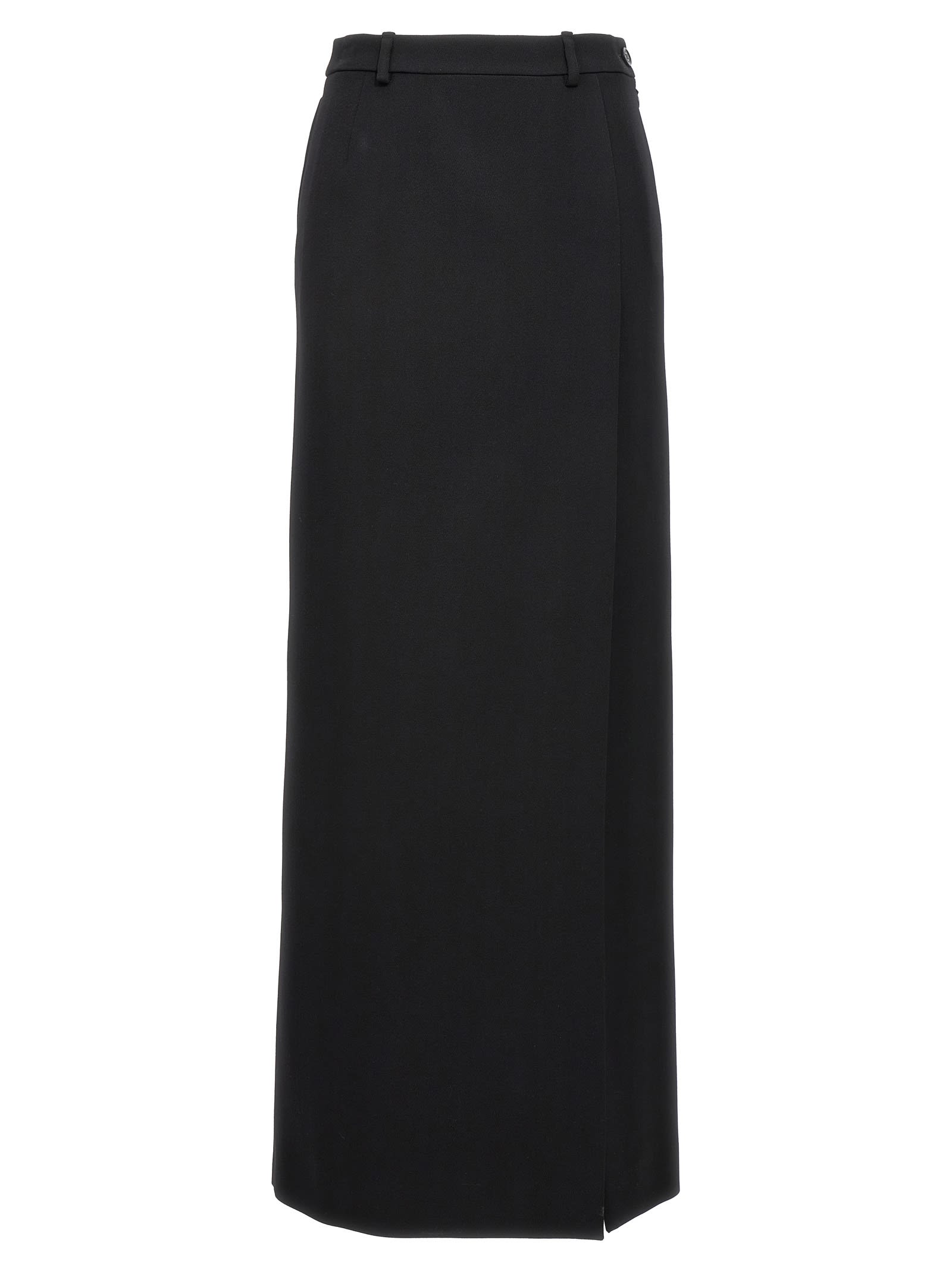 Shop Balenciaga Long Wool Skirt In Black