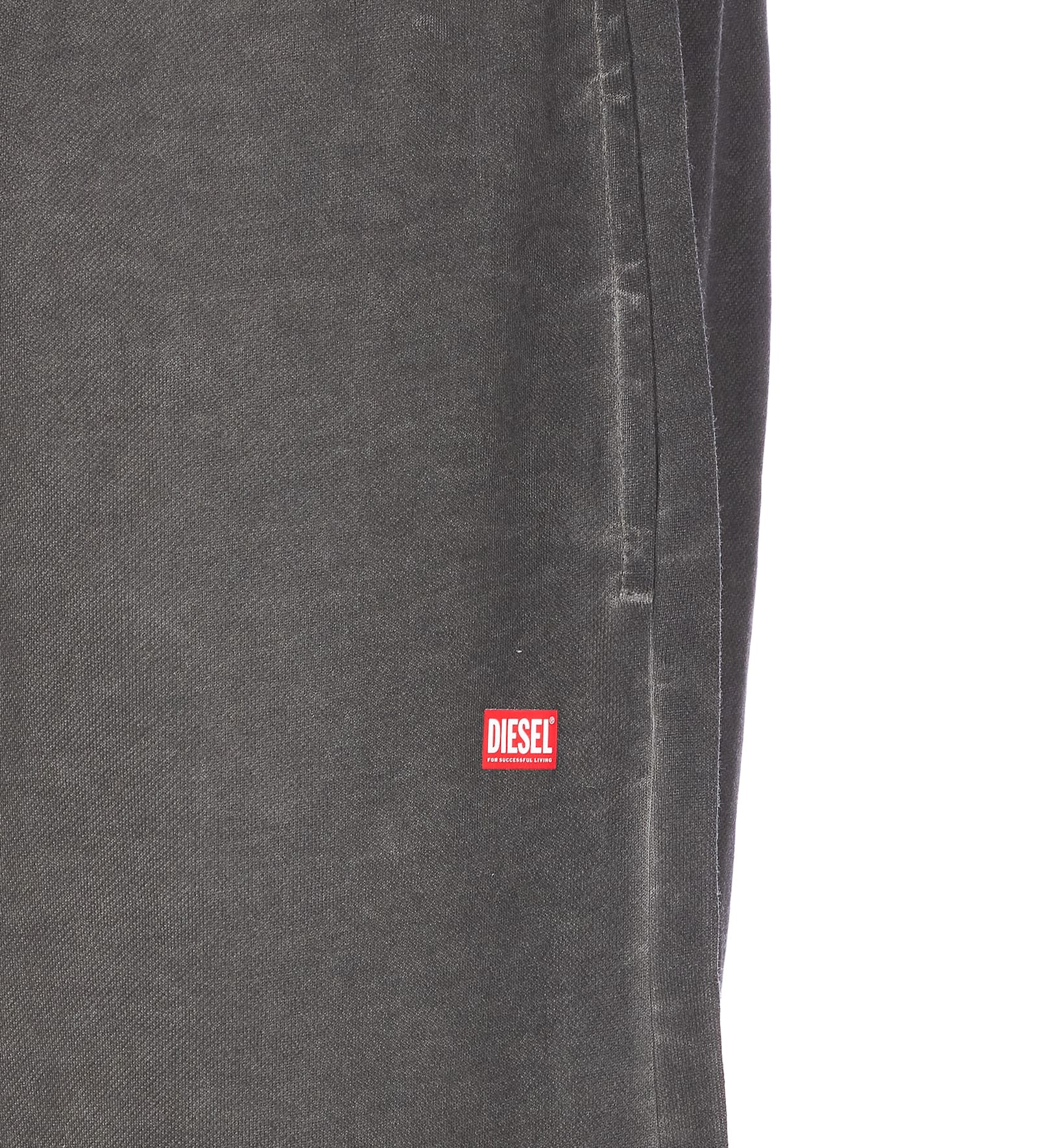 Diesel Trousers With Printed Lateral Pockets And Elasticized Waist In Gray