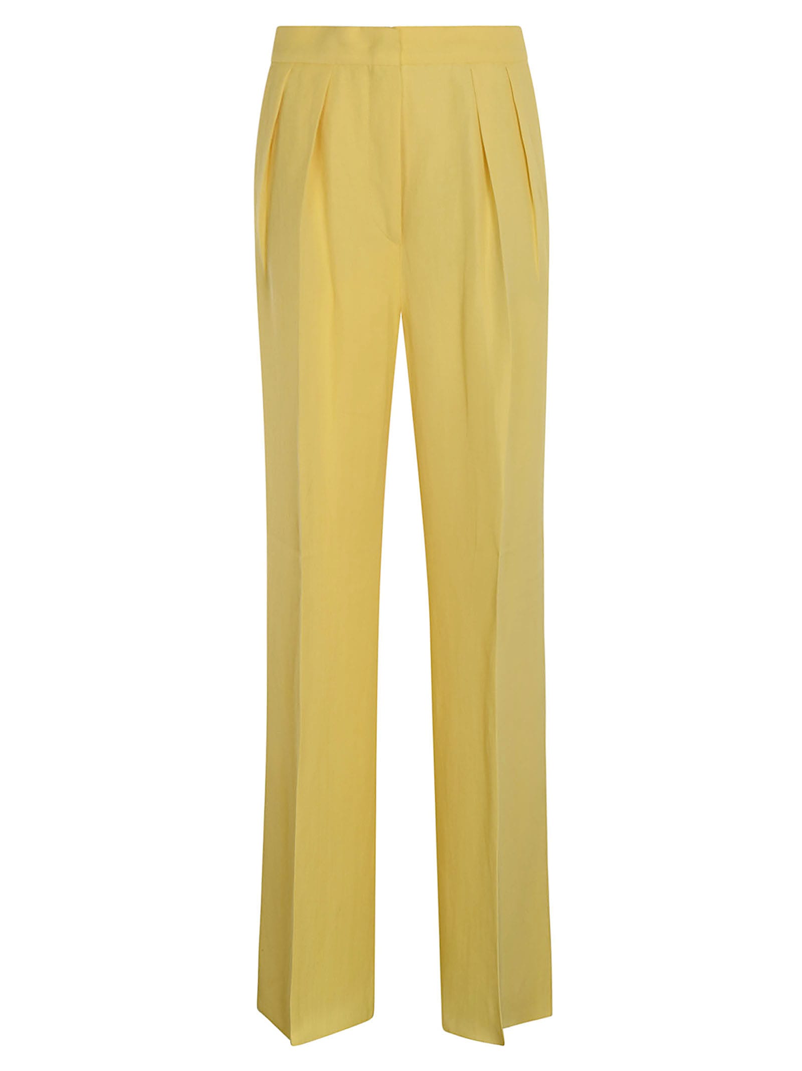 Sportmax Single-pleated Stella Flax Blend Palazzo Pants