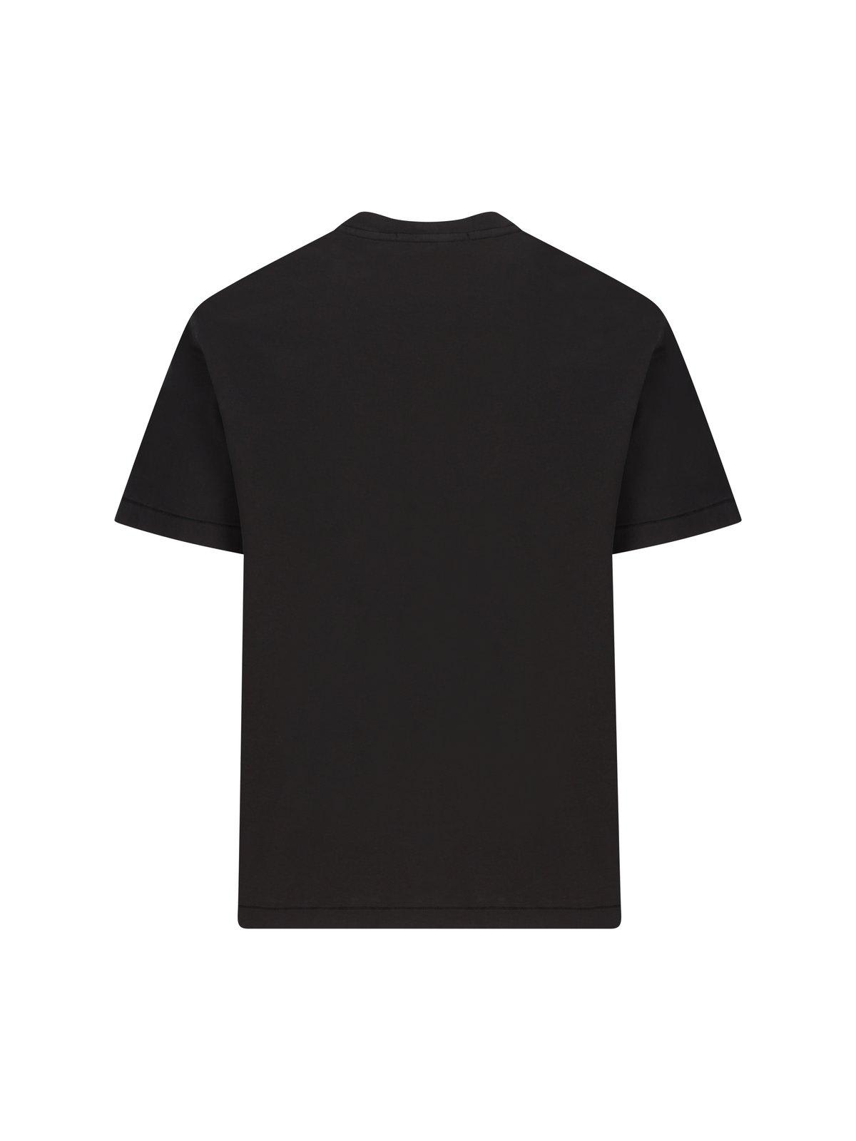 Shop Stone Island Logo Patch Crewneck T-shirt In Black