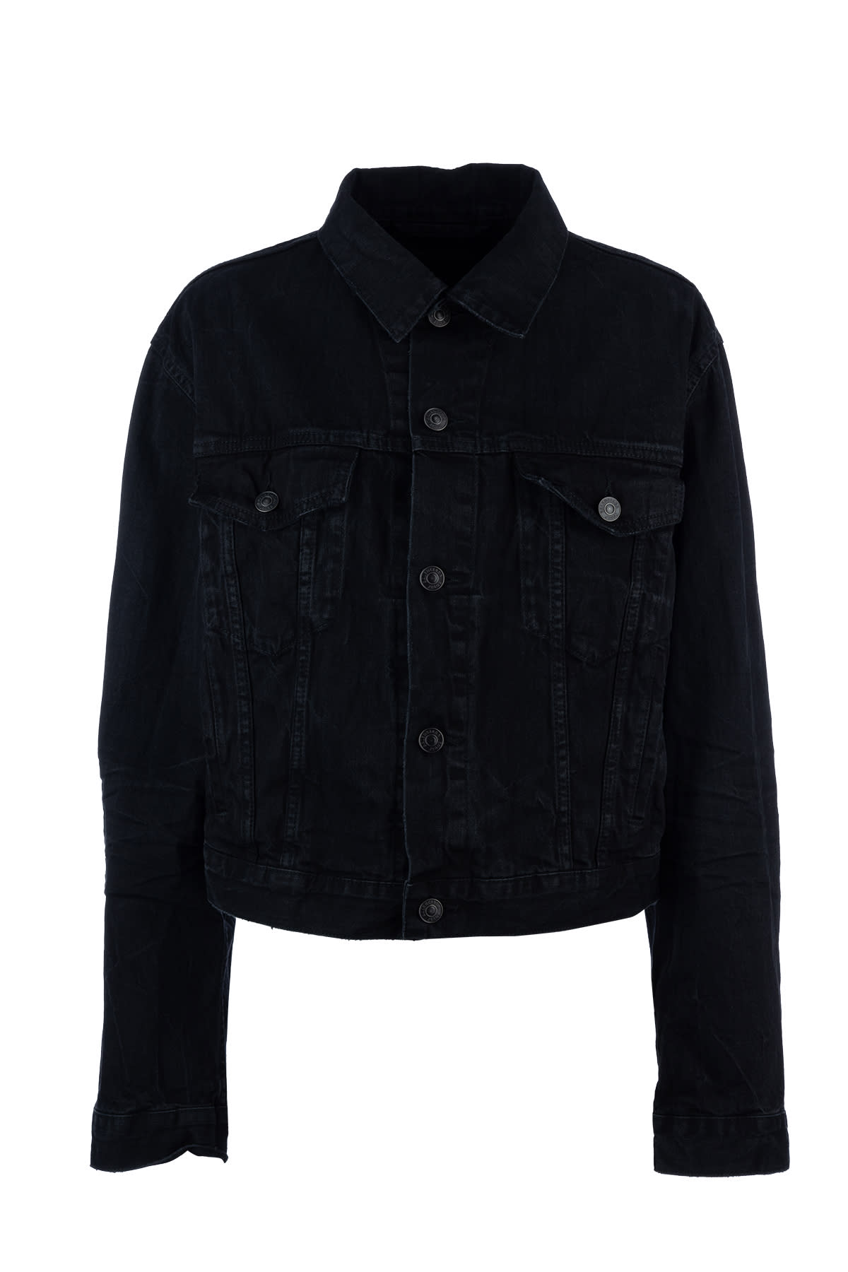 Balenciaga Denim Jacket With Chest And Lateral Pockets In Lightweight Black