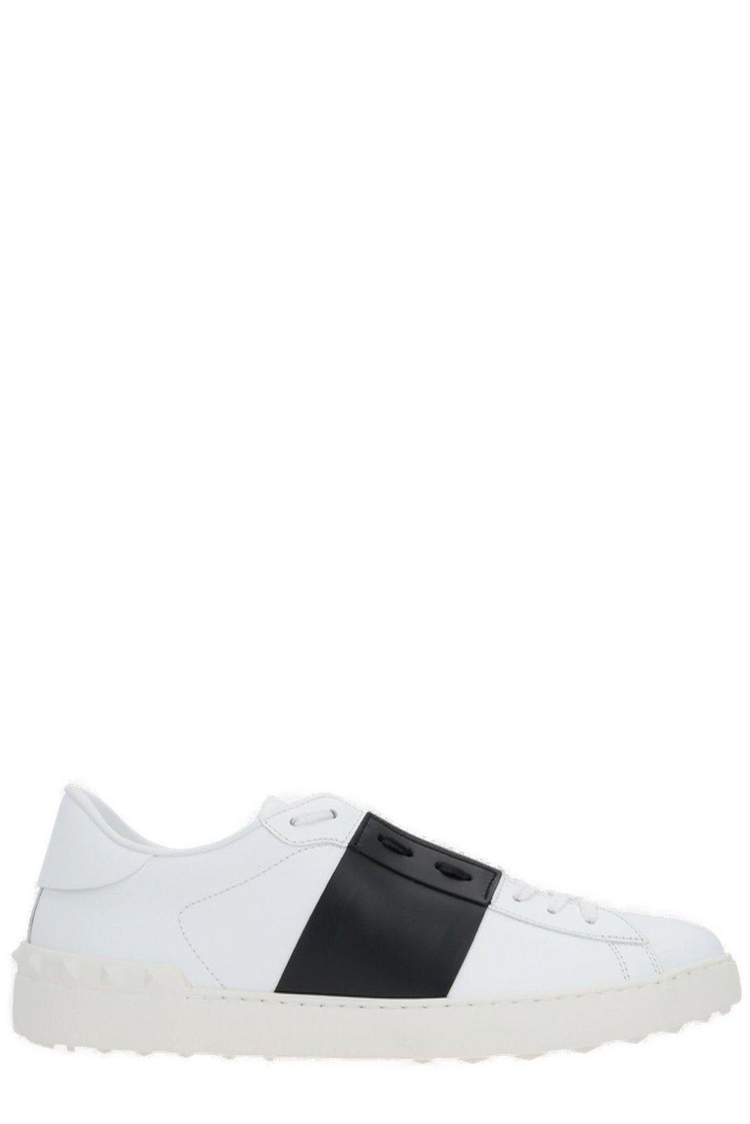 Shop Valentino Garavani Open Lace-up Sneakers In Bianco/nero/bianco