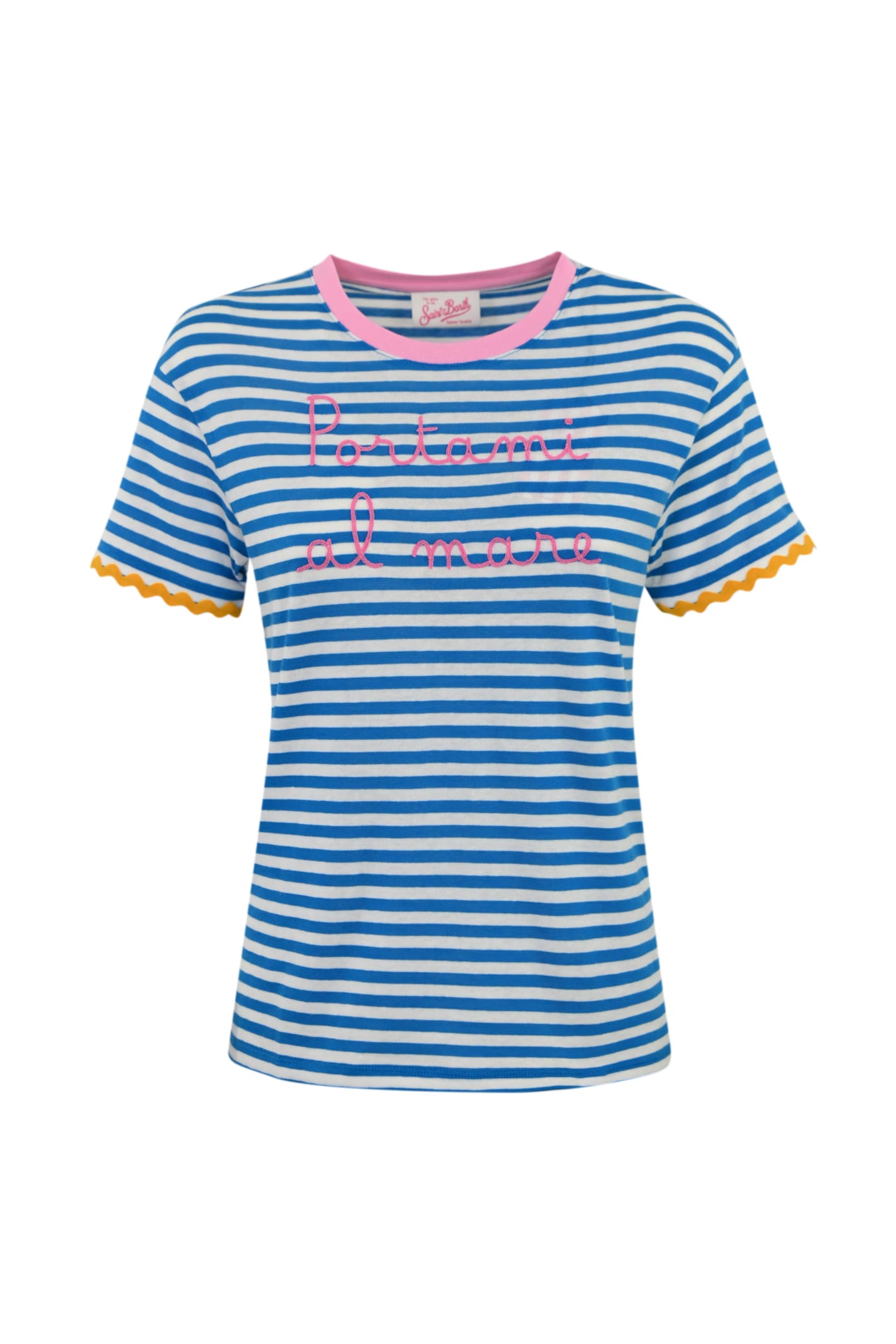 Mc2 Saint Barth Emilie T-shirt With Take Me To The Sea Embroidery In Pink