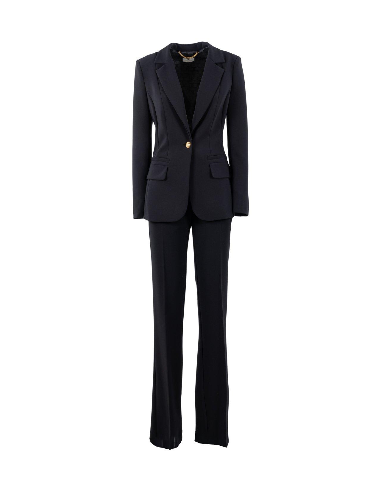 Shop Elisabetta Franchi Stretched Crepe Suit In Nero