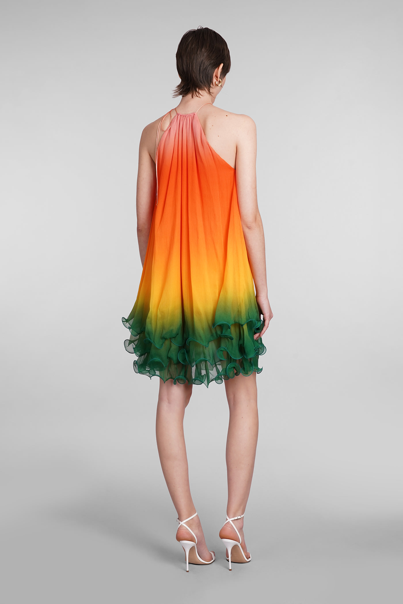 Shop Casablanca Dress In Multicolor Silk