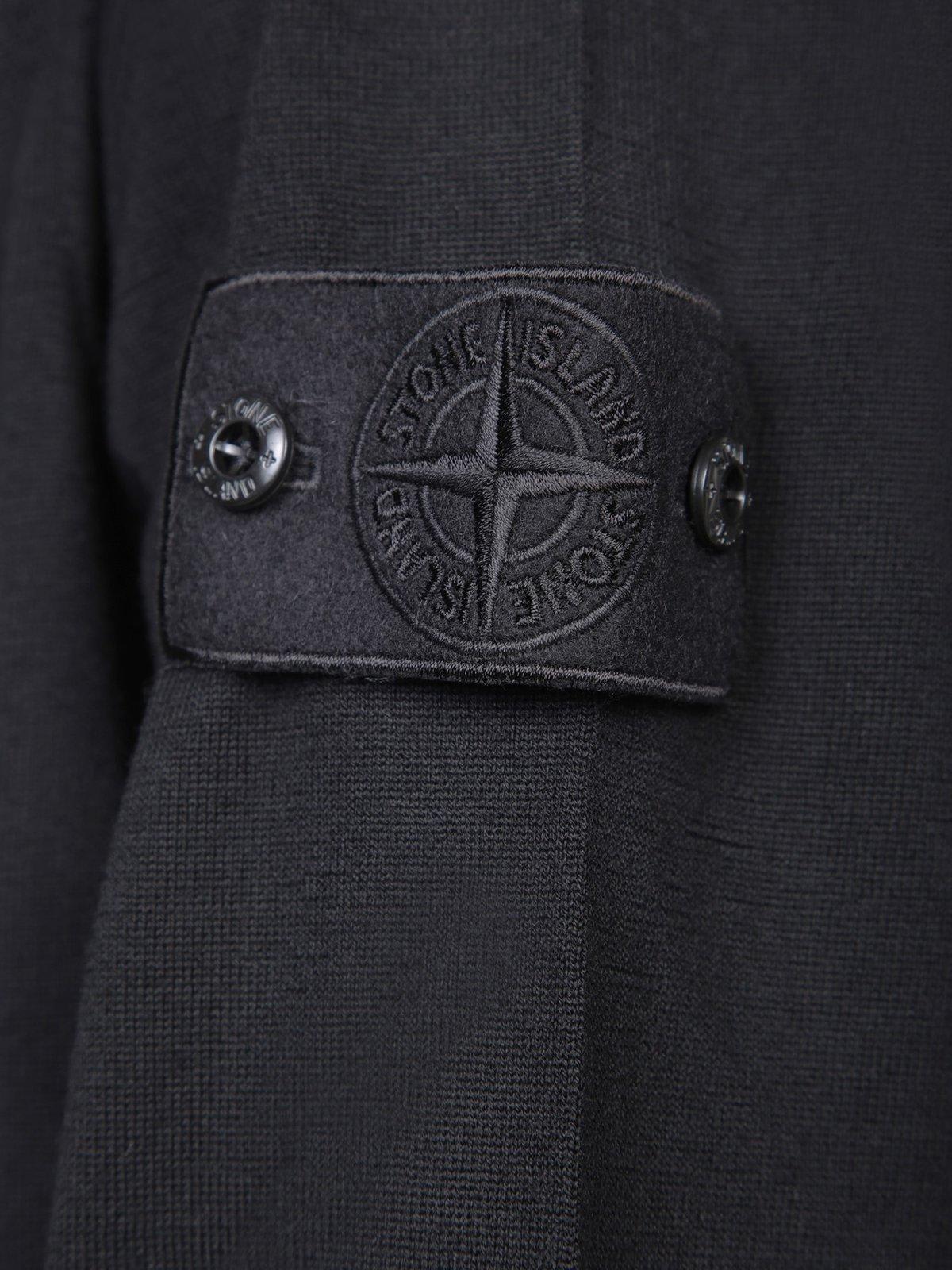 Shop Stone Island Logo Patch Roll Neck Jumper In Black