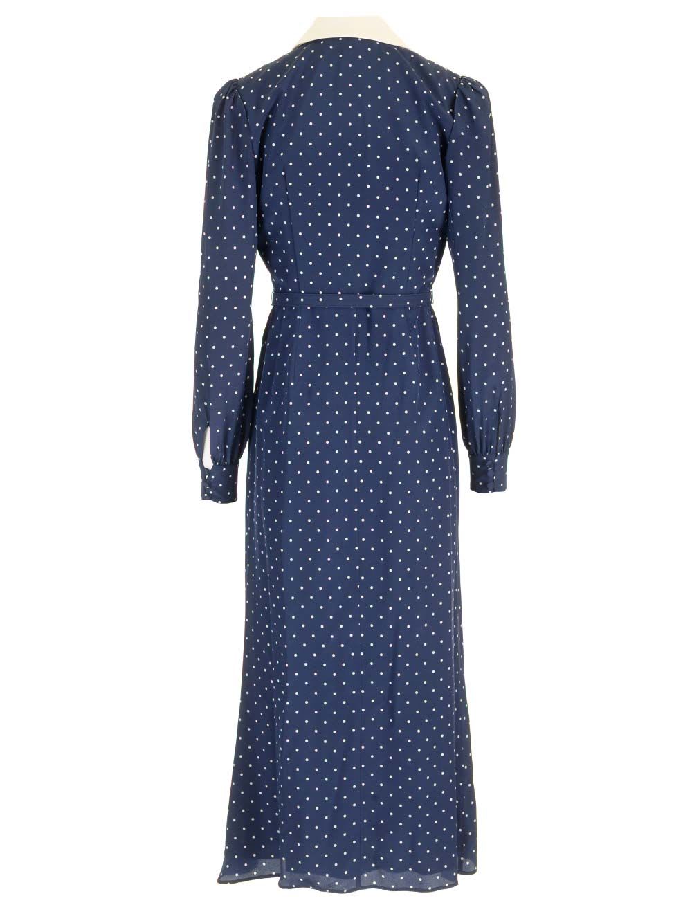 Shop Alessandra Rich Silk Crepe Midi Dress In Blue