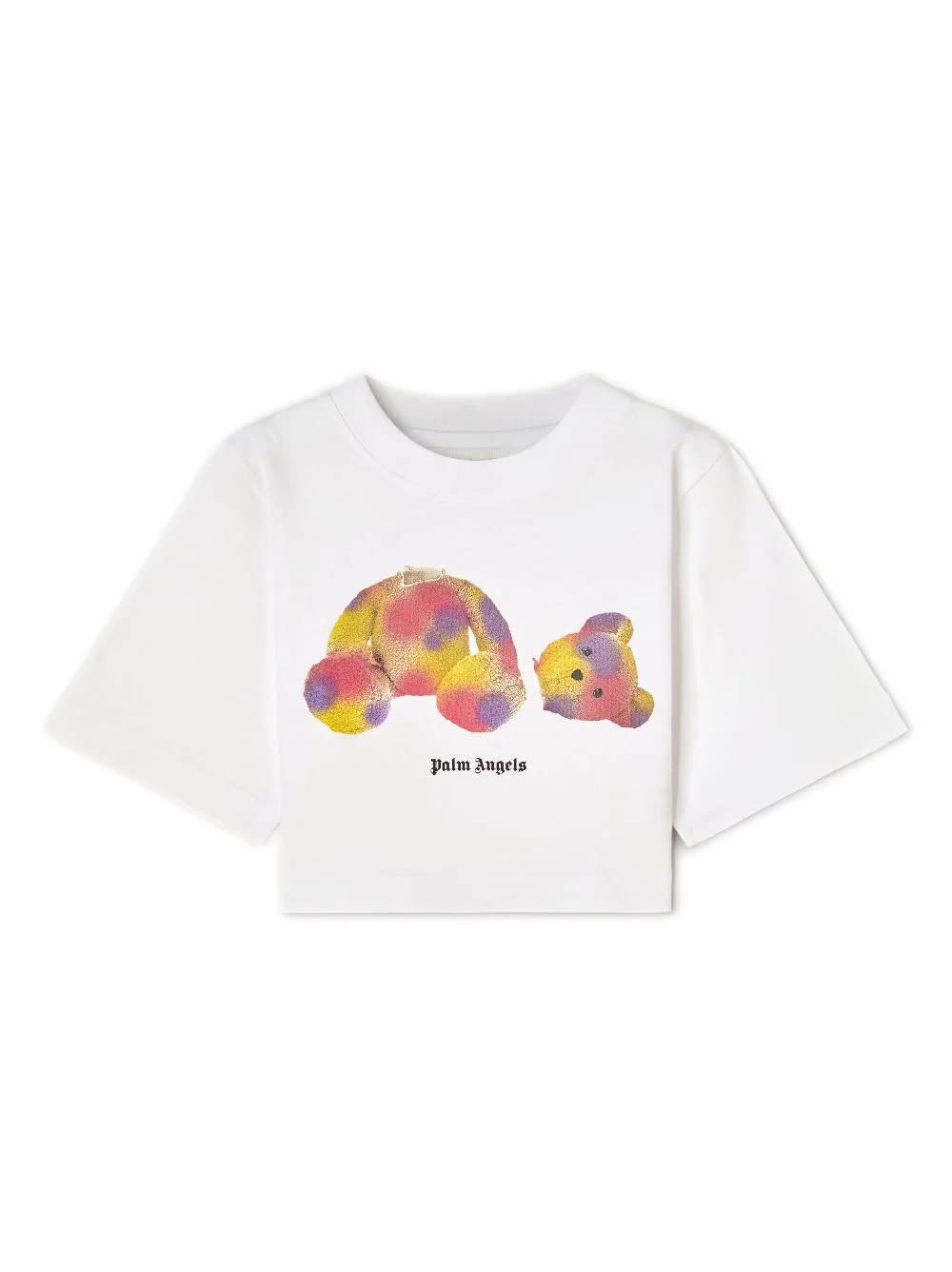 Shop Palm Angels White Bear Crop T-shirt