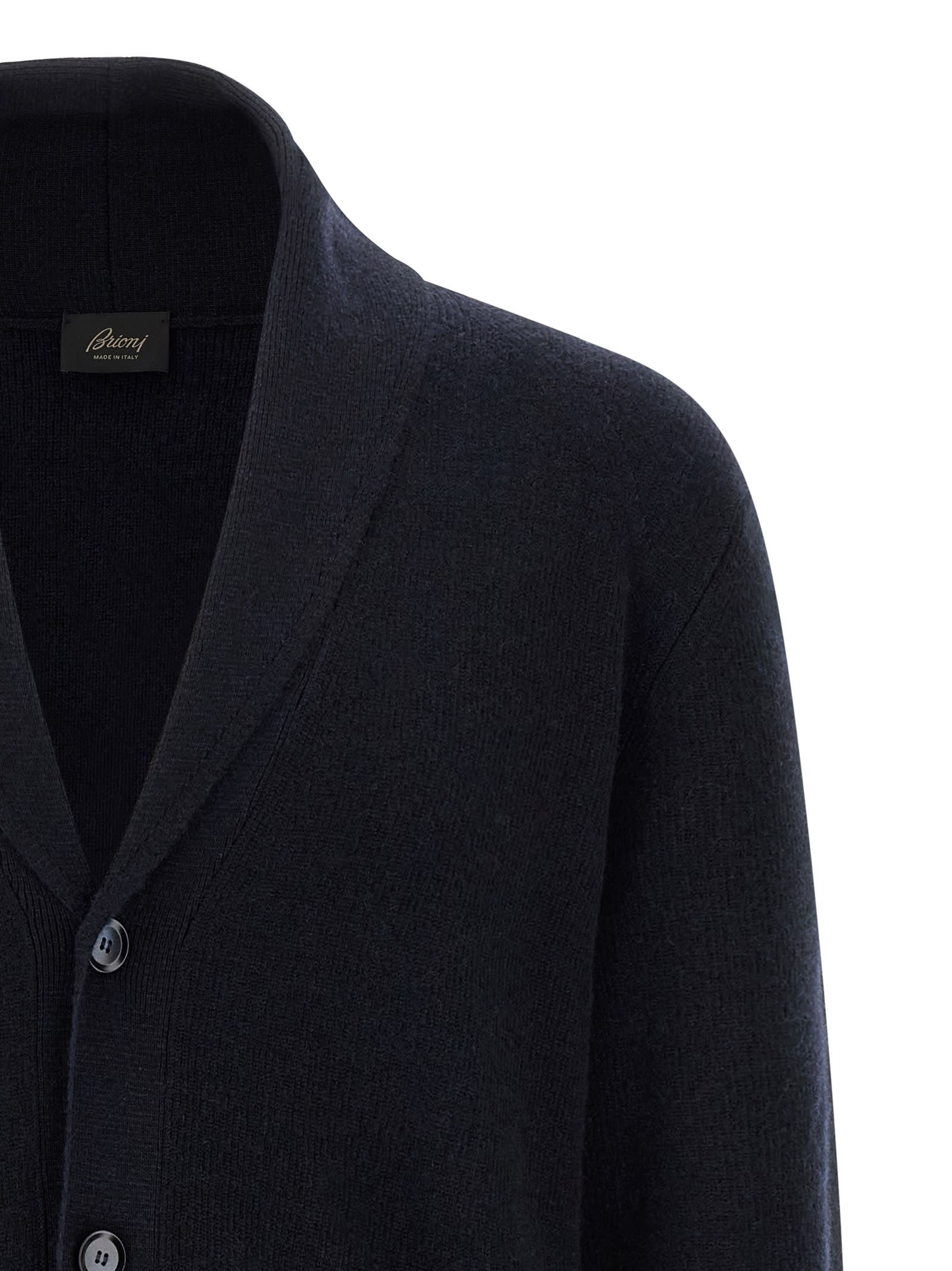 Brioni Ribbed And Braid Cardigan Sweaters And Cardigans Blue In Blue