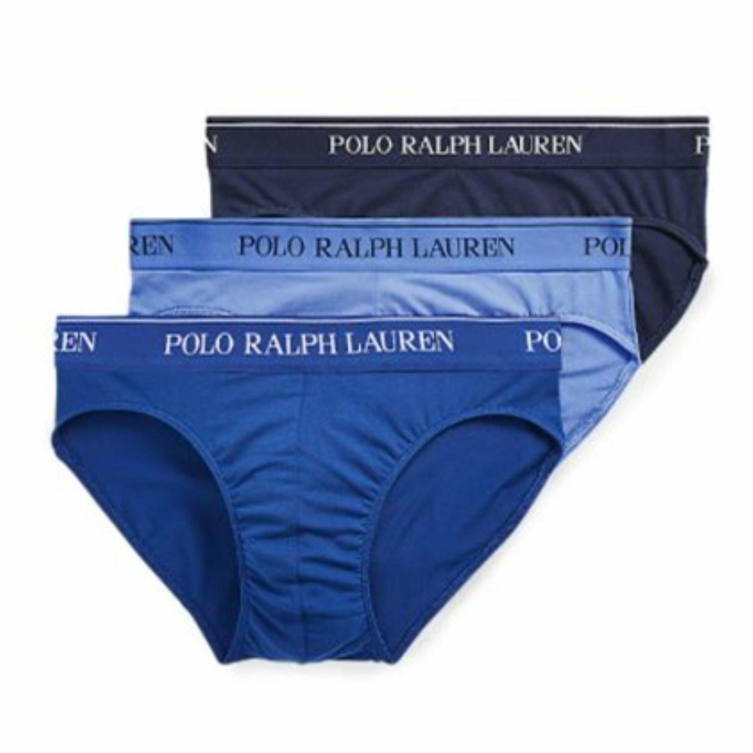 Polo Ralph Lauren Logo Band Three-pack Briefs In Cr Nvy/saph Star/brmda Blu