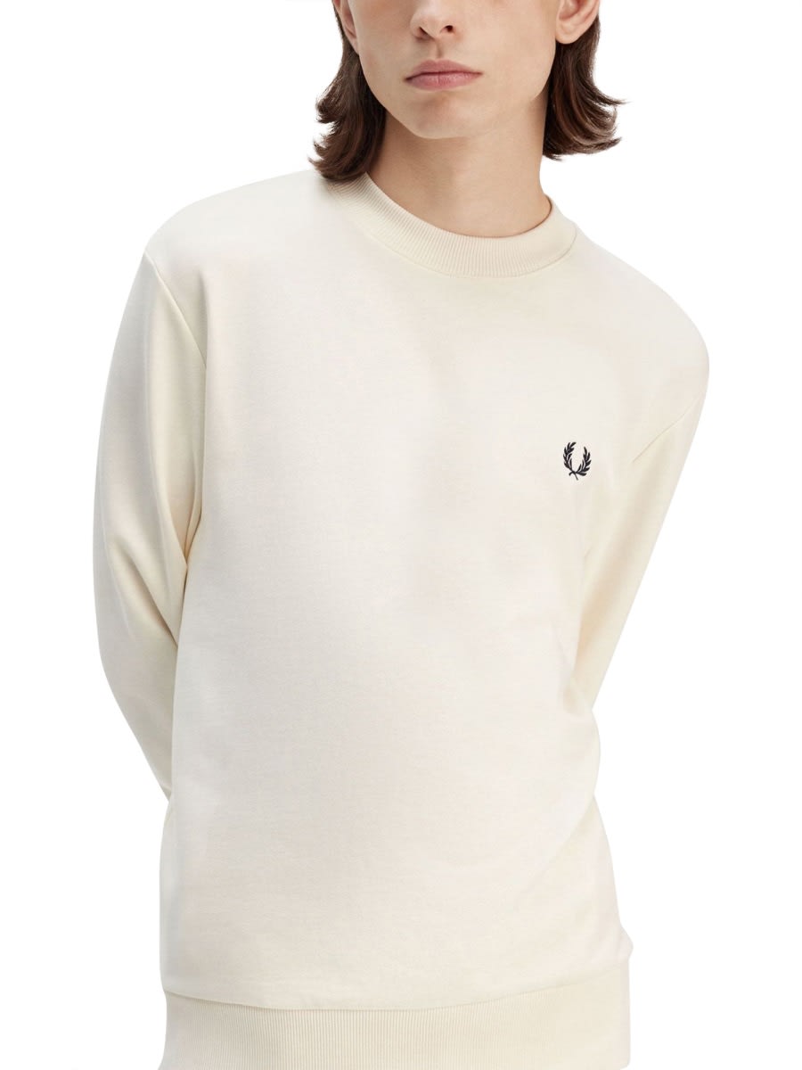 Fred Perry Sweatshirt With Logo In Ivory
