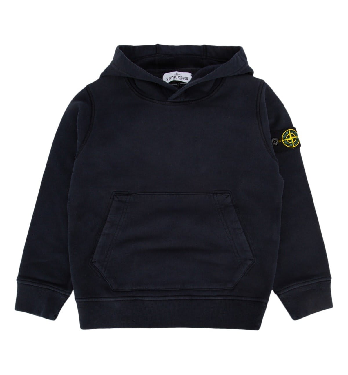 Shop Stone Island Compass-badge Long-sleeved Hoodie In Blue