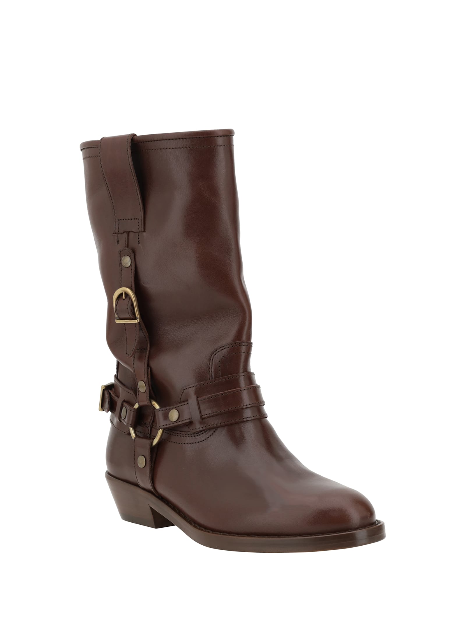 Isabel Marant 'heiko' Brown Ankle Boots With Buckle And Stud Embellishments In Brown