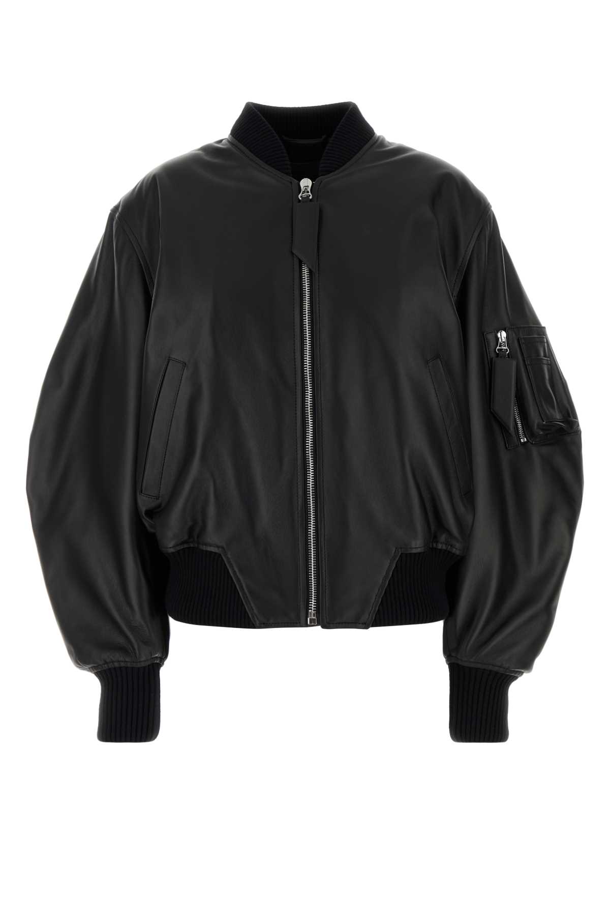 Black Leather Bomber Jacket
