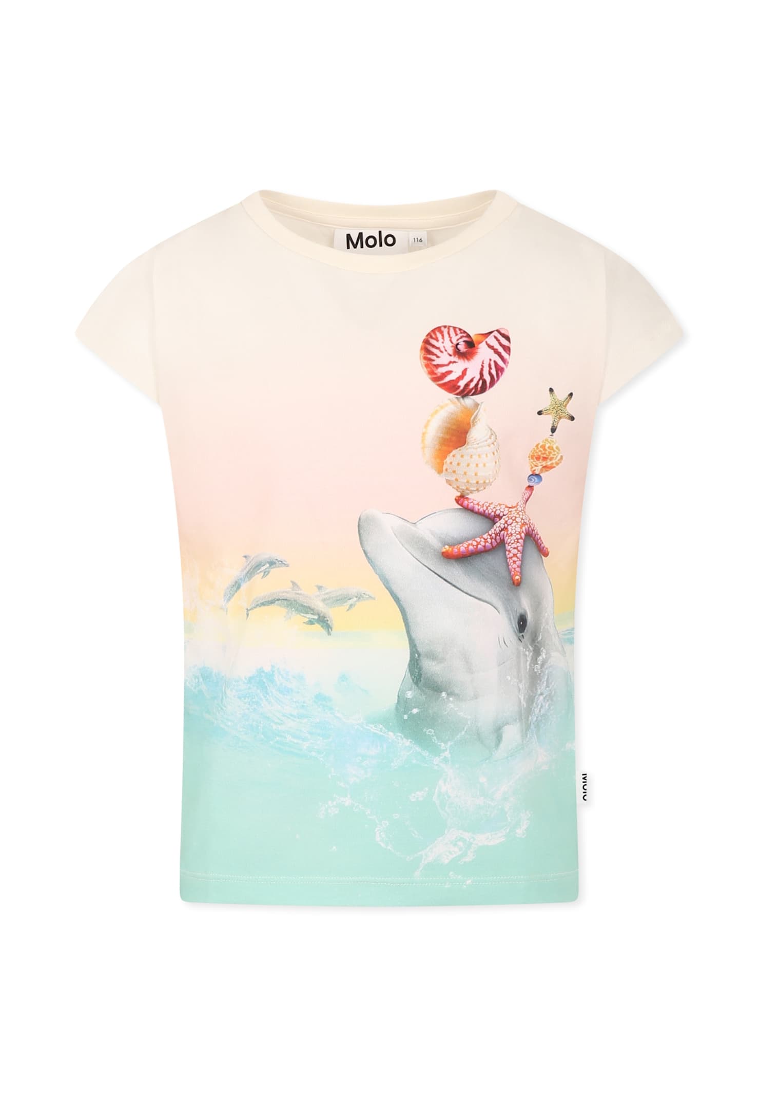 Molo Multicolor T-shirt For Girl With Dolphin In Multicolor