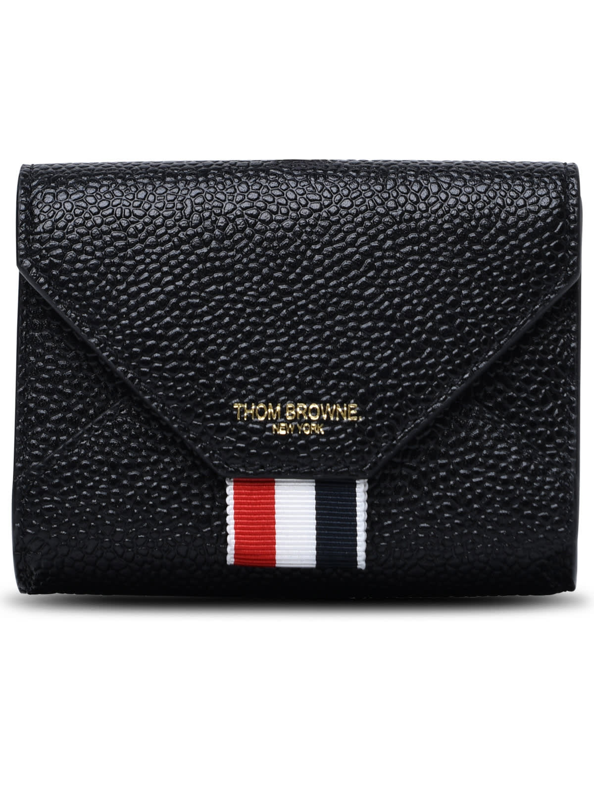 Shop Thom Browne Black Grained Leather Purse