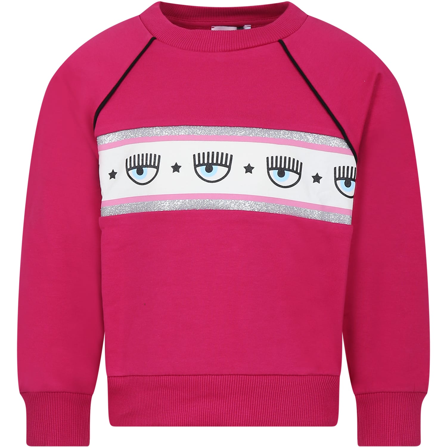 Shop Chiara Ferragni Sweatshirt For Girl With Flirting Eyes In Fuchsia Red