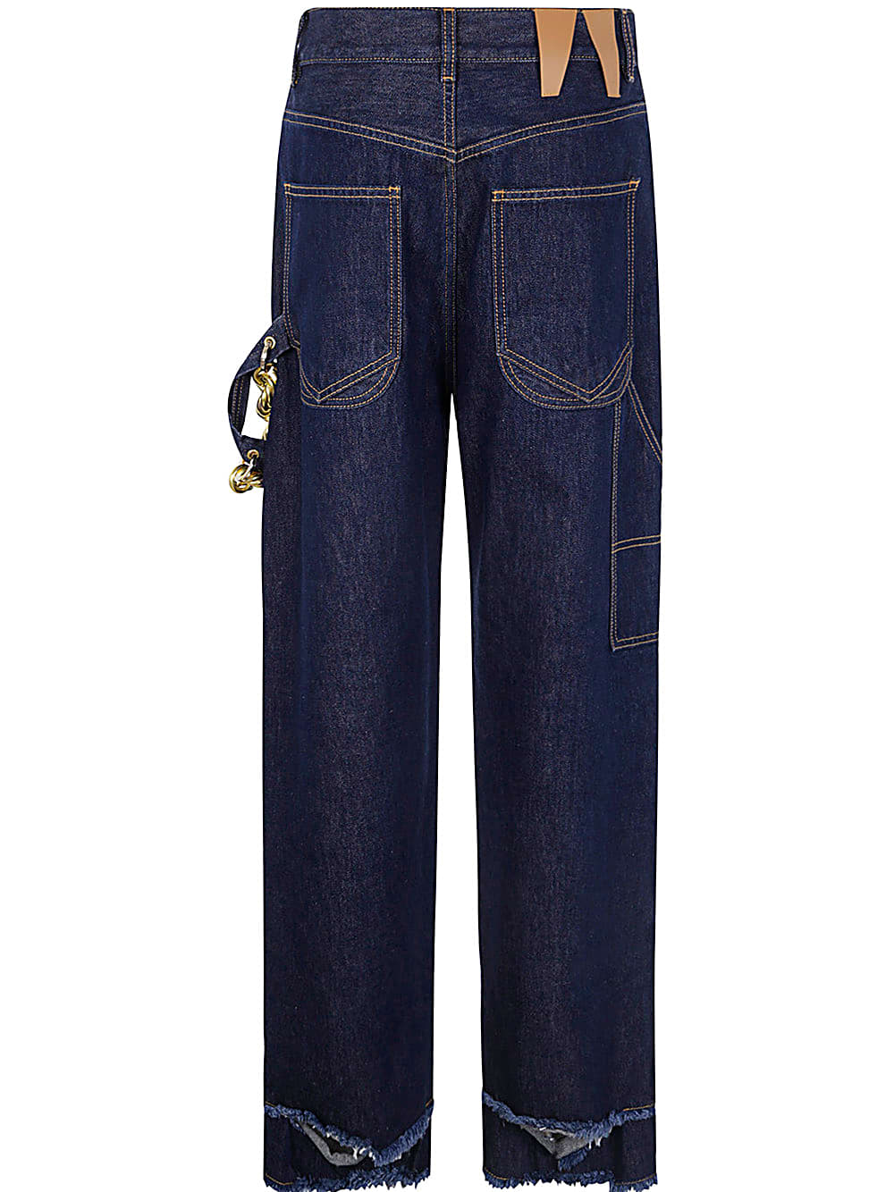 Shop Darkpark Lisa Chain Adorned Loose Fit Carpenter Raw Denim In Raw Blue Denim