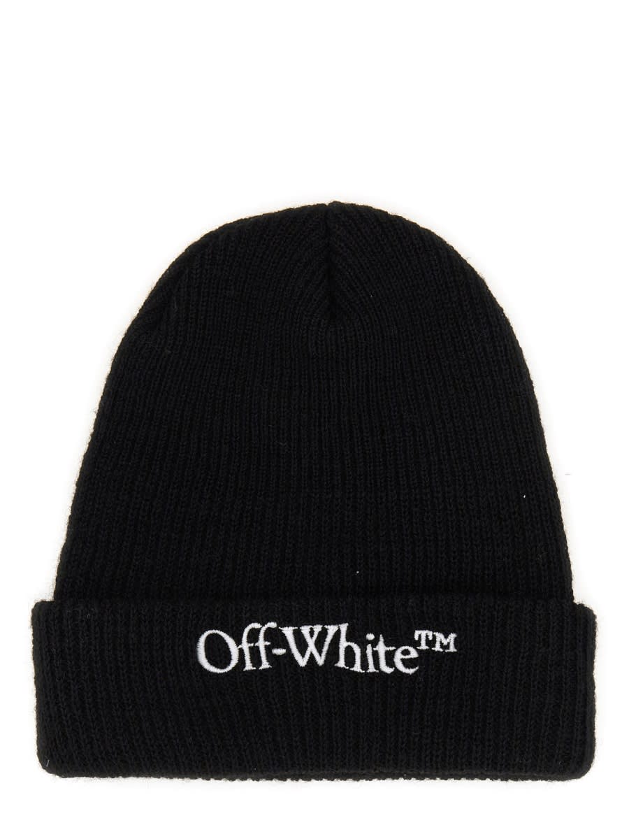 OFF-WHITE BEANIE HAT WITH LOGO 