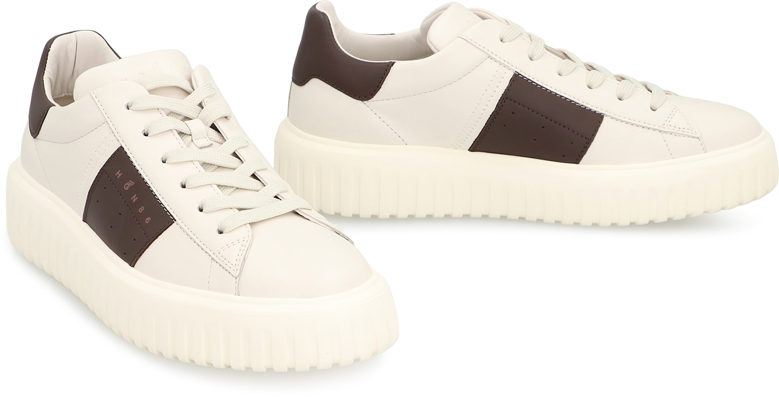 Hogan Sneakers Striped Panel Flat Sole In White
