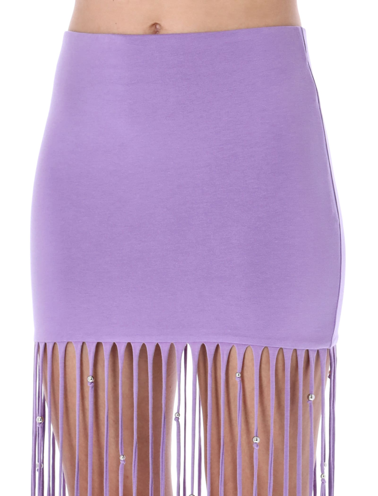 Shop Rotate Birger Christensen Noemi Fringed Skirt In Purple