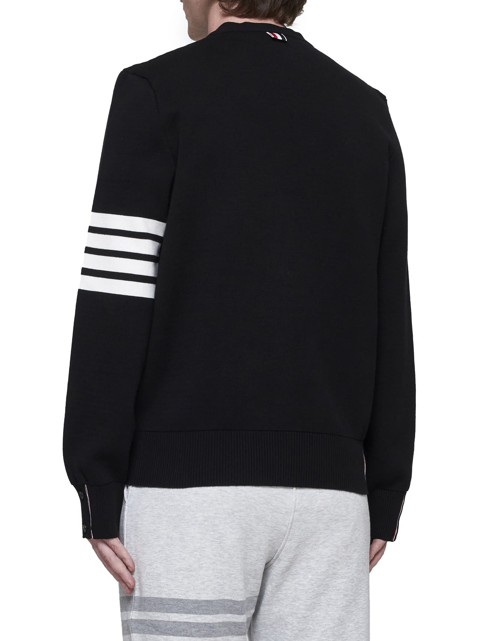 Thom Browne Milano Stitch V Neck Cardigan In Cotton In Black