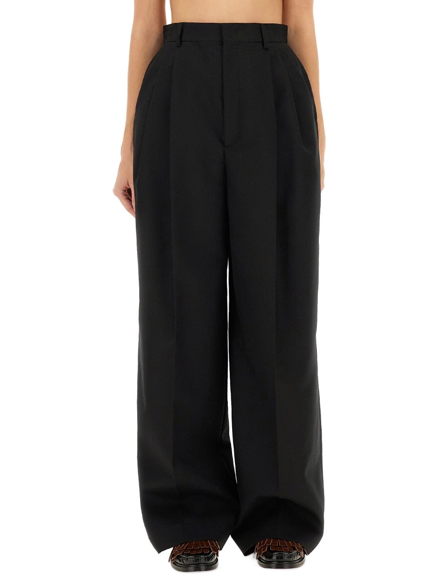 Moschino High Waist Wide Leg Trousers In Black