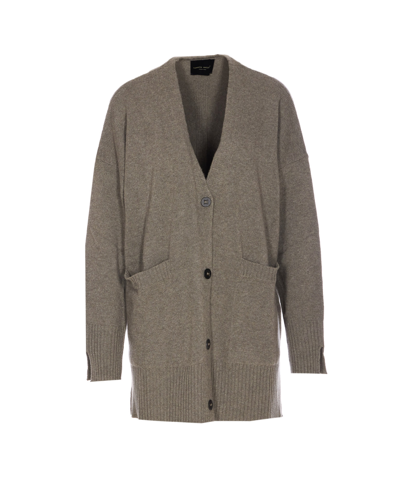 Roberto Collina Knitwear Cardigan With Front Pockets And V-neckline In Green