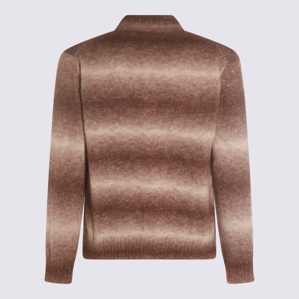 Nn07 Collared Gradient Knitwear With Ribbed Cuffs And Hem In Brown