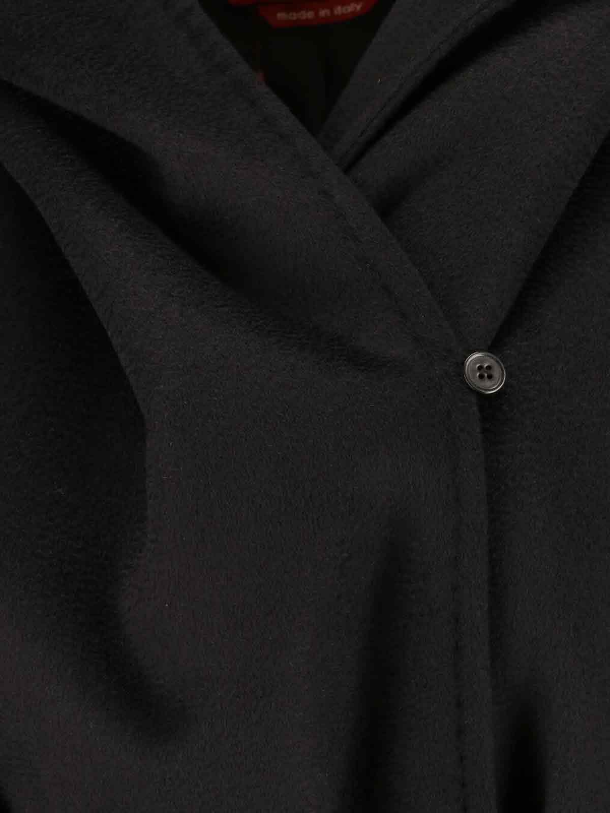 Max Mara Waist Belted Button Detail Hooded Jacket In Black