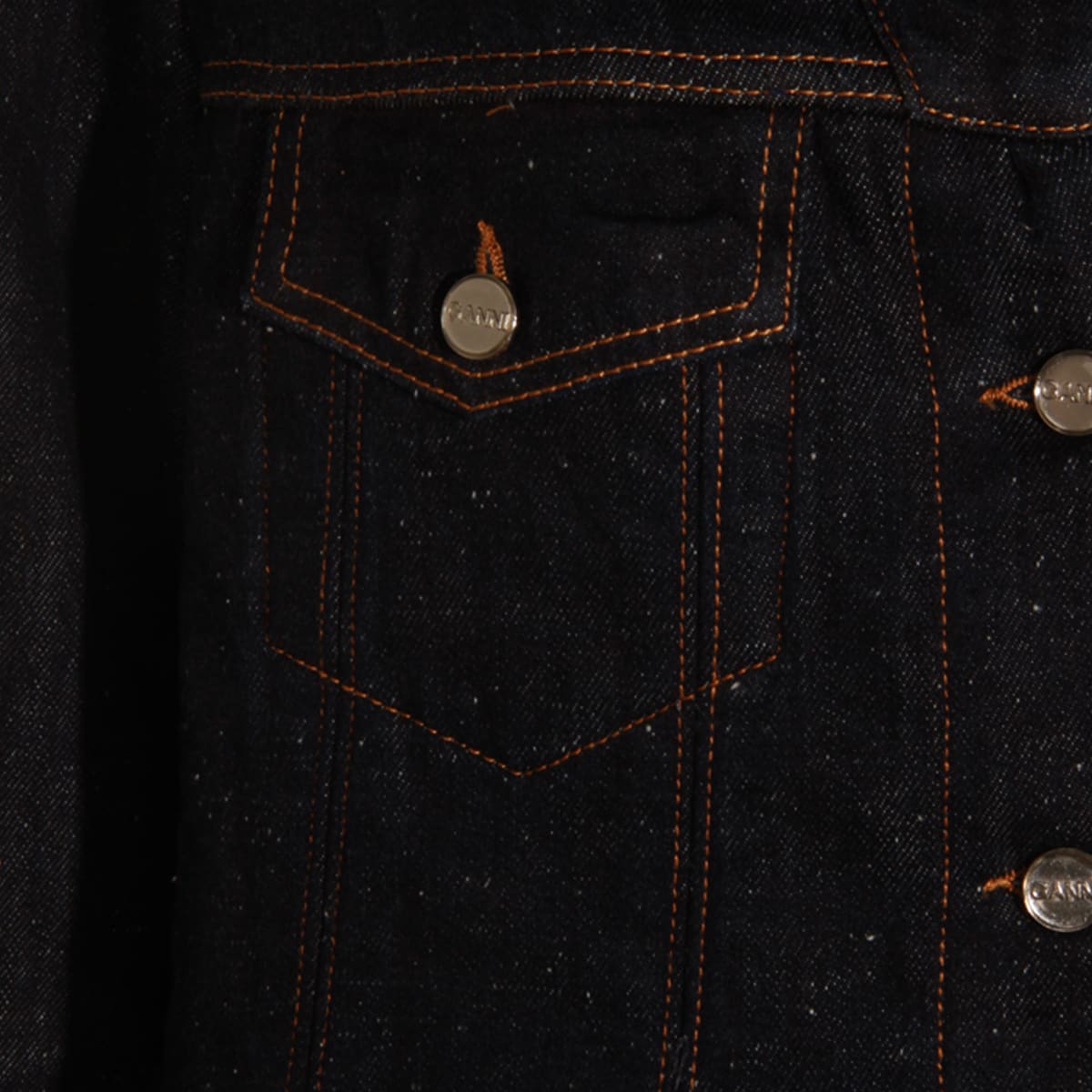 Ganni Bonded Denim Jacket Stitch Detailing In Black