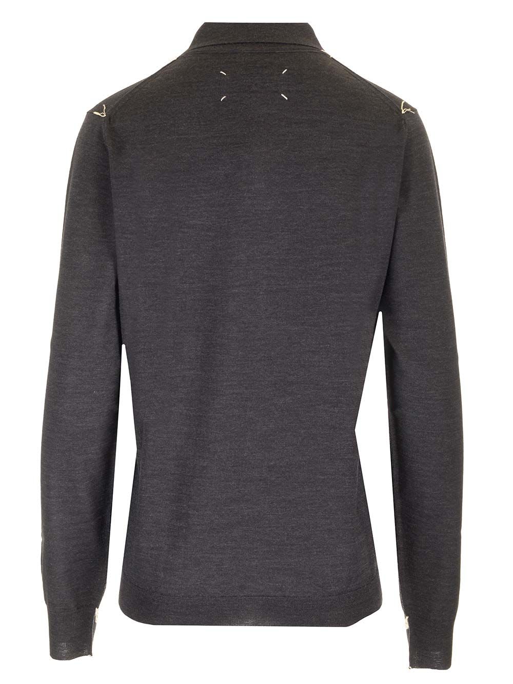 Shop Maison Margiela Knitted Polo Shirt In Grey