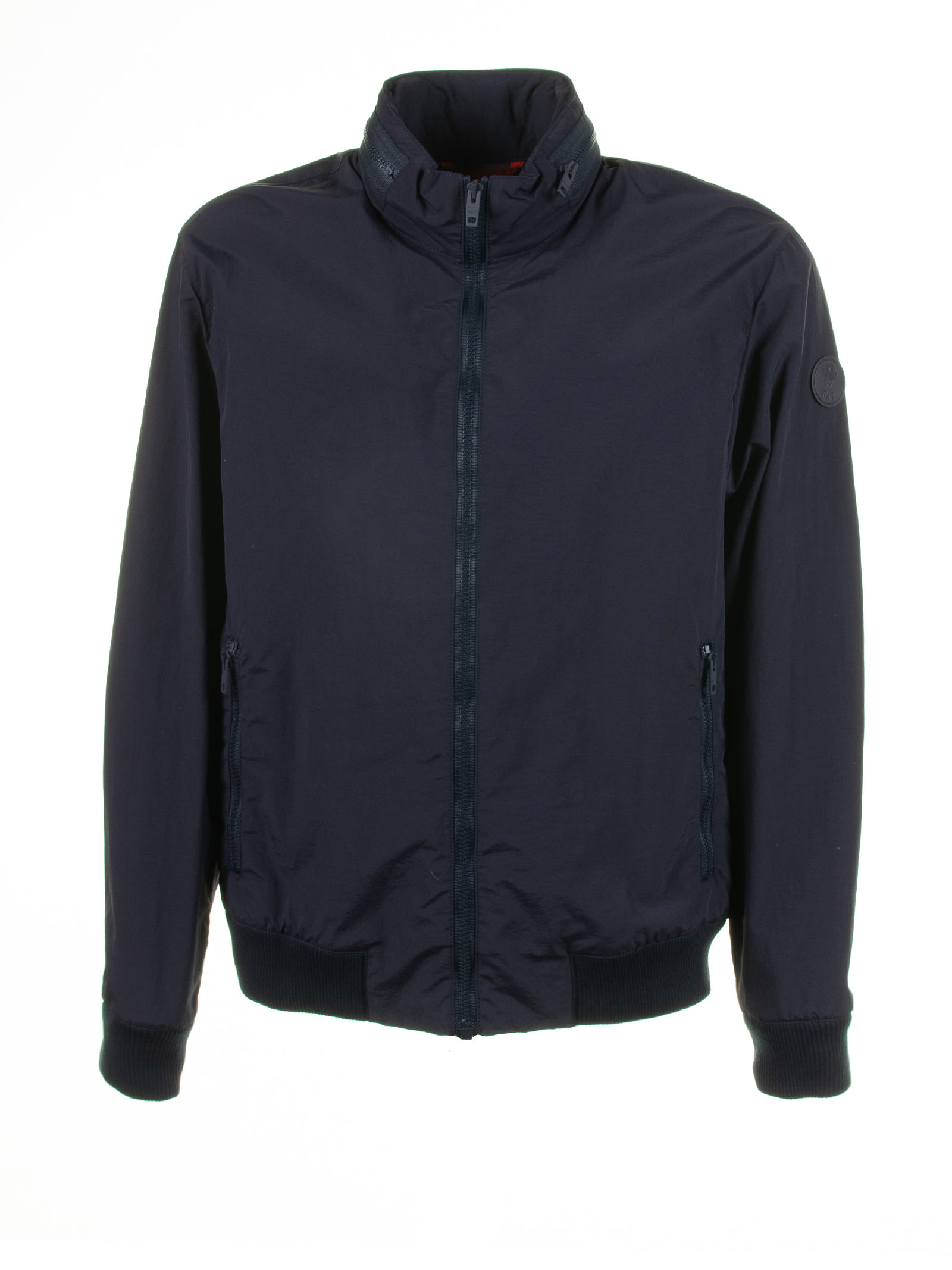 Shop Fay Navy Blue Jacket With Zip And Collar