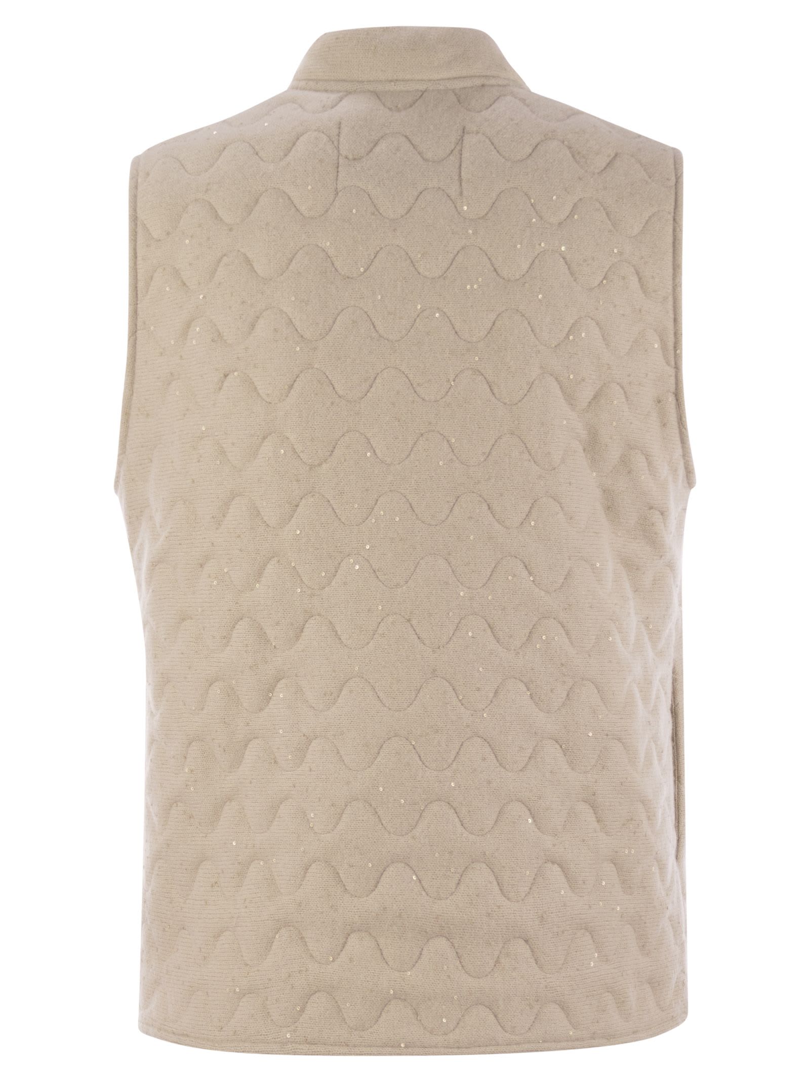 Fabiana Filippi Quilted Yarn And Sequin Waistcoat In Brown