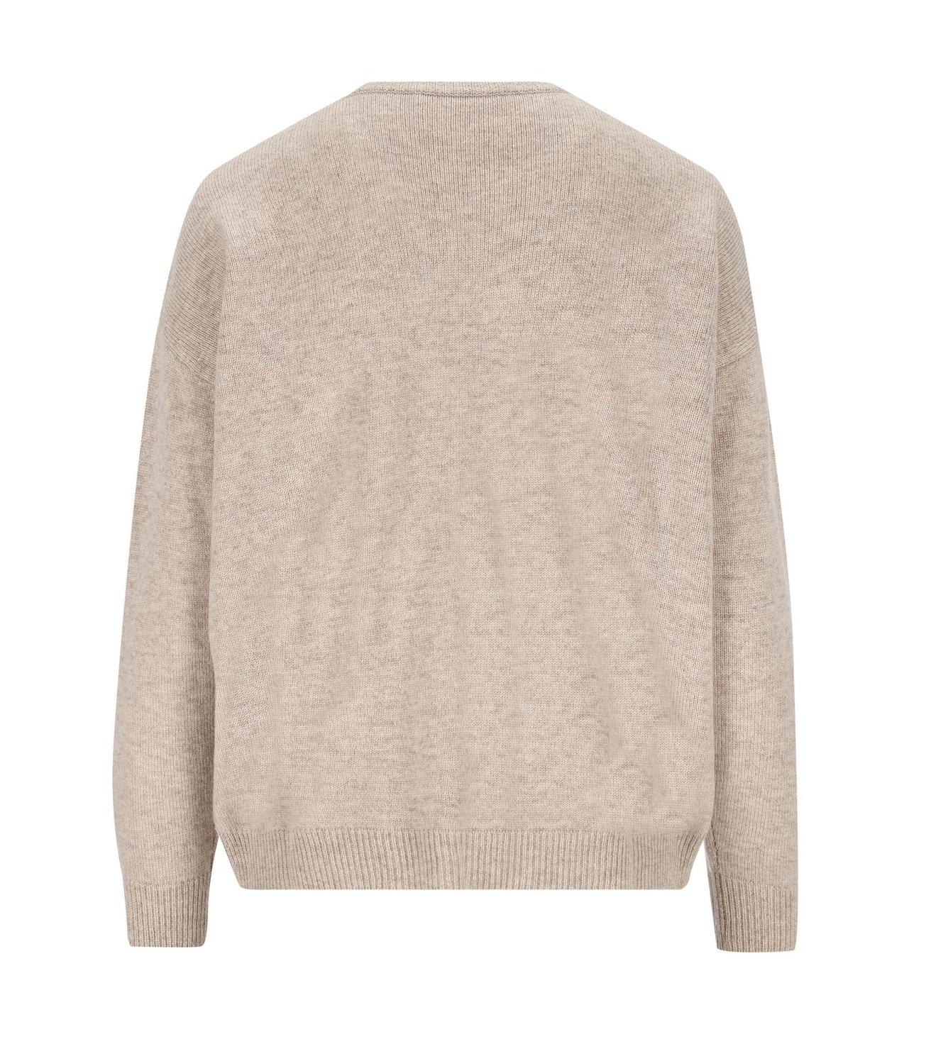 Max Mara Monogram Wool-blend Crewneck Sweater In Cacha Chiaro M